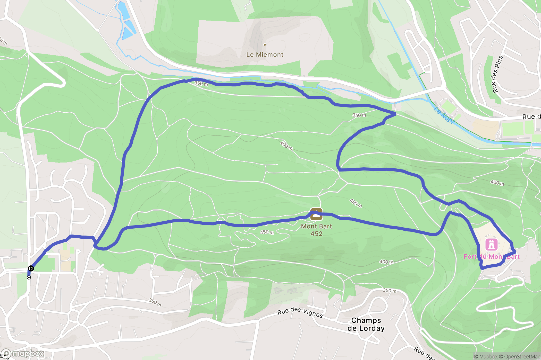 Bavans : carte du parcours de randonnée - France