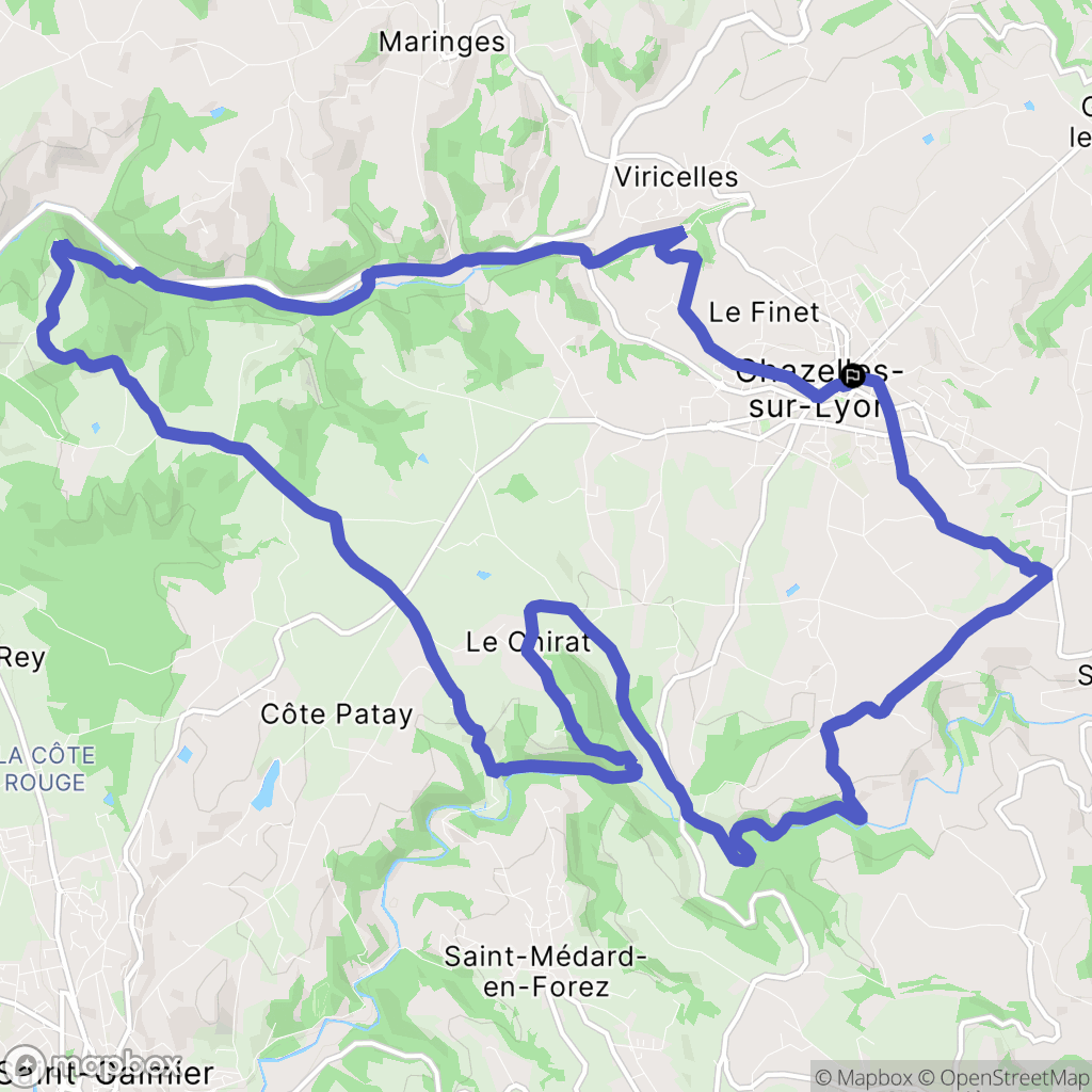 Chazelles-sur-Lyon : carte du parcours de randonnée - France