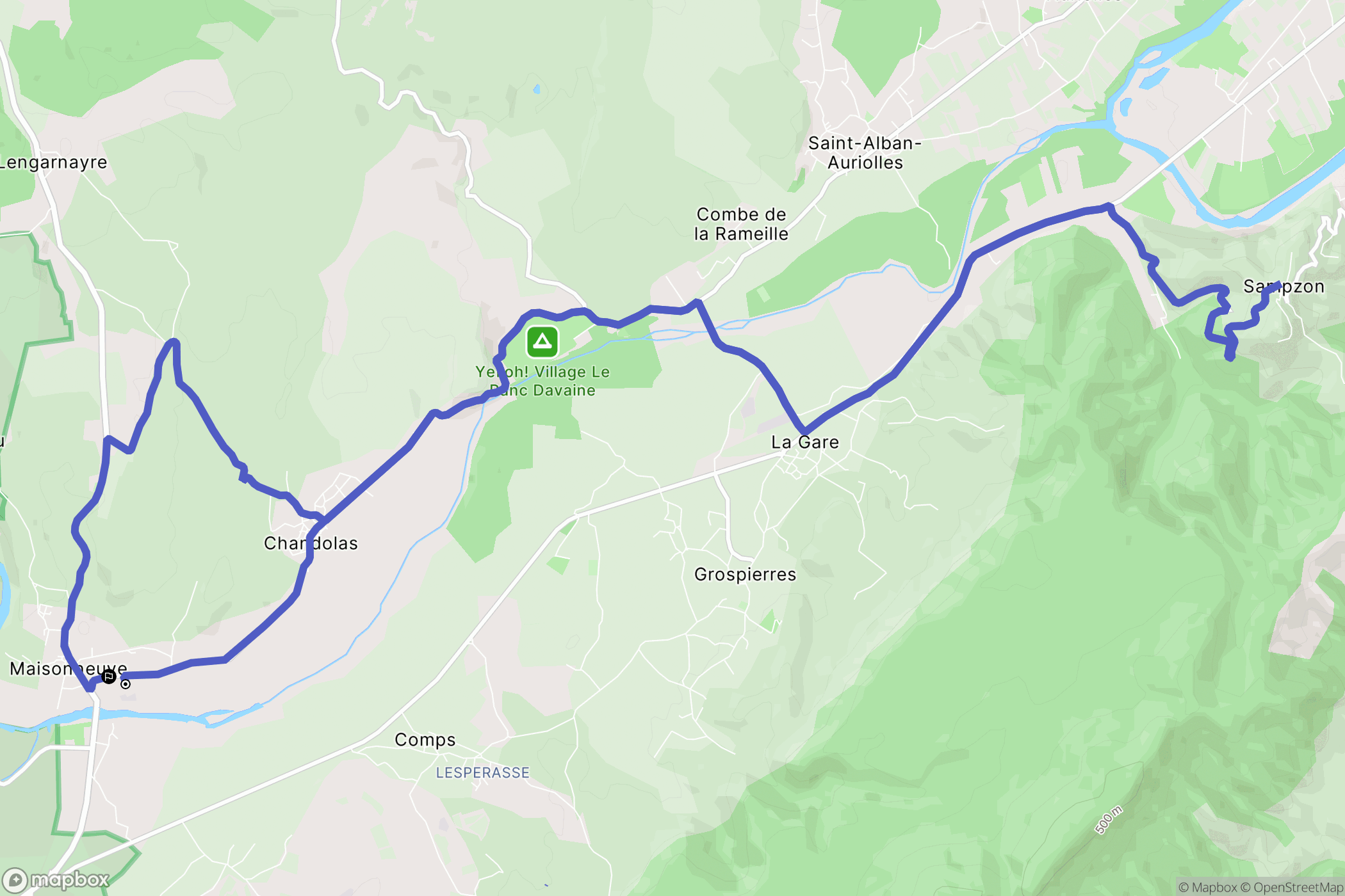 Chandolas : carte du parcours de randonnée - France