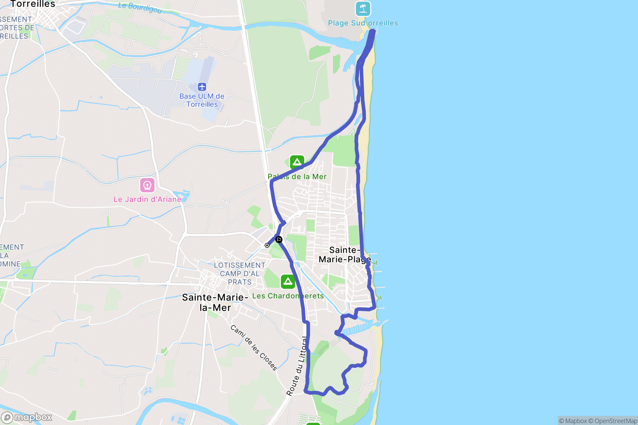 Sainte-Marie-la-Mer : carte du parcours de randonnée - France