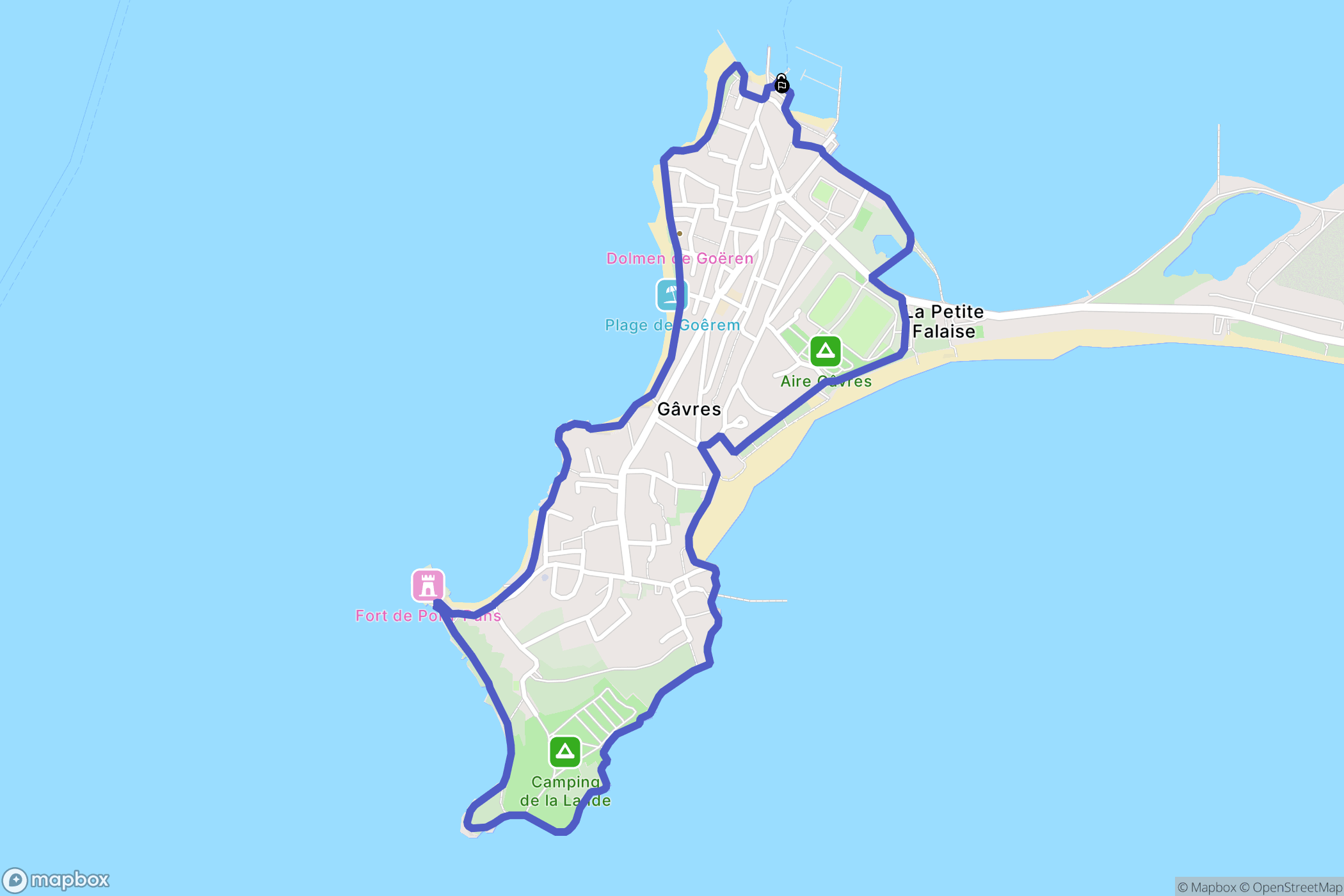 Gâvres : carte du parcours de randonnée - France