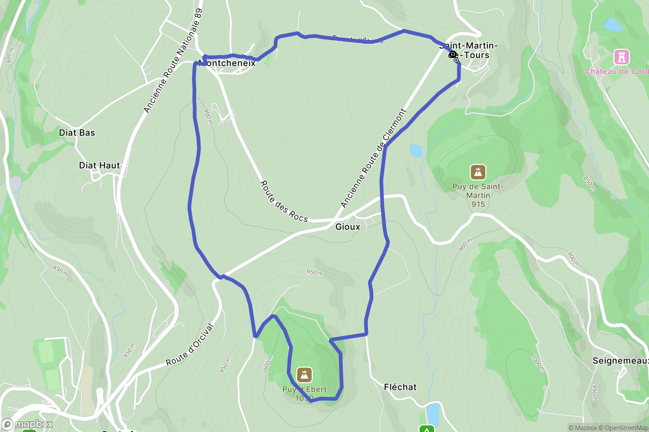 Rochefort-Montagne : carte du parcours de randonnée - France