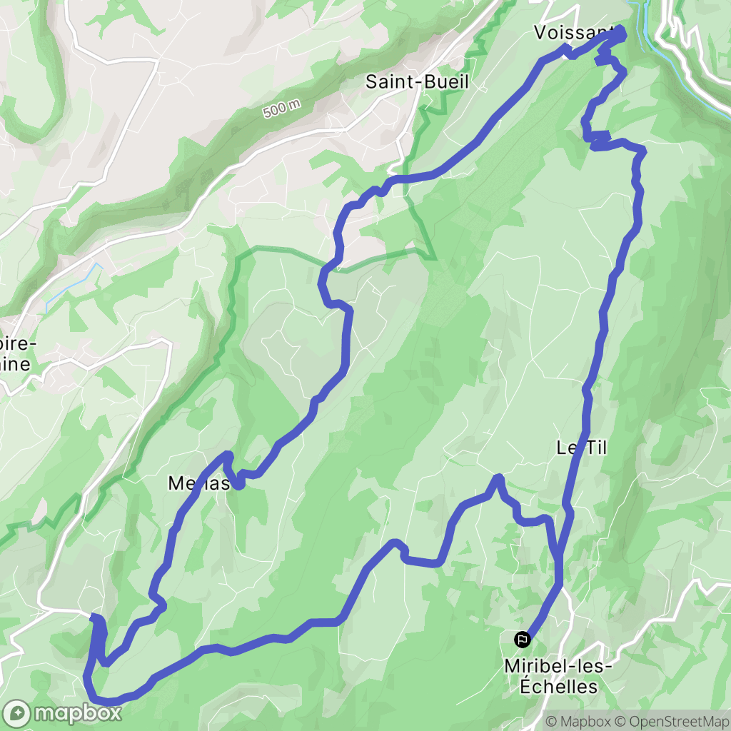 Miribel-les-Échelles : carte du parcours de randonnée - France