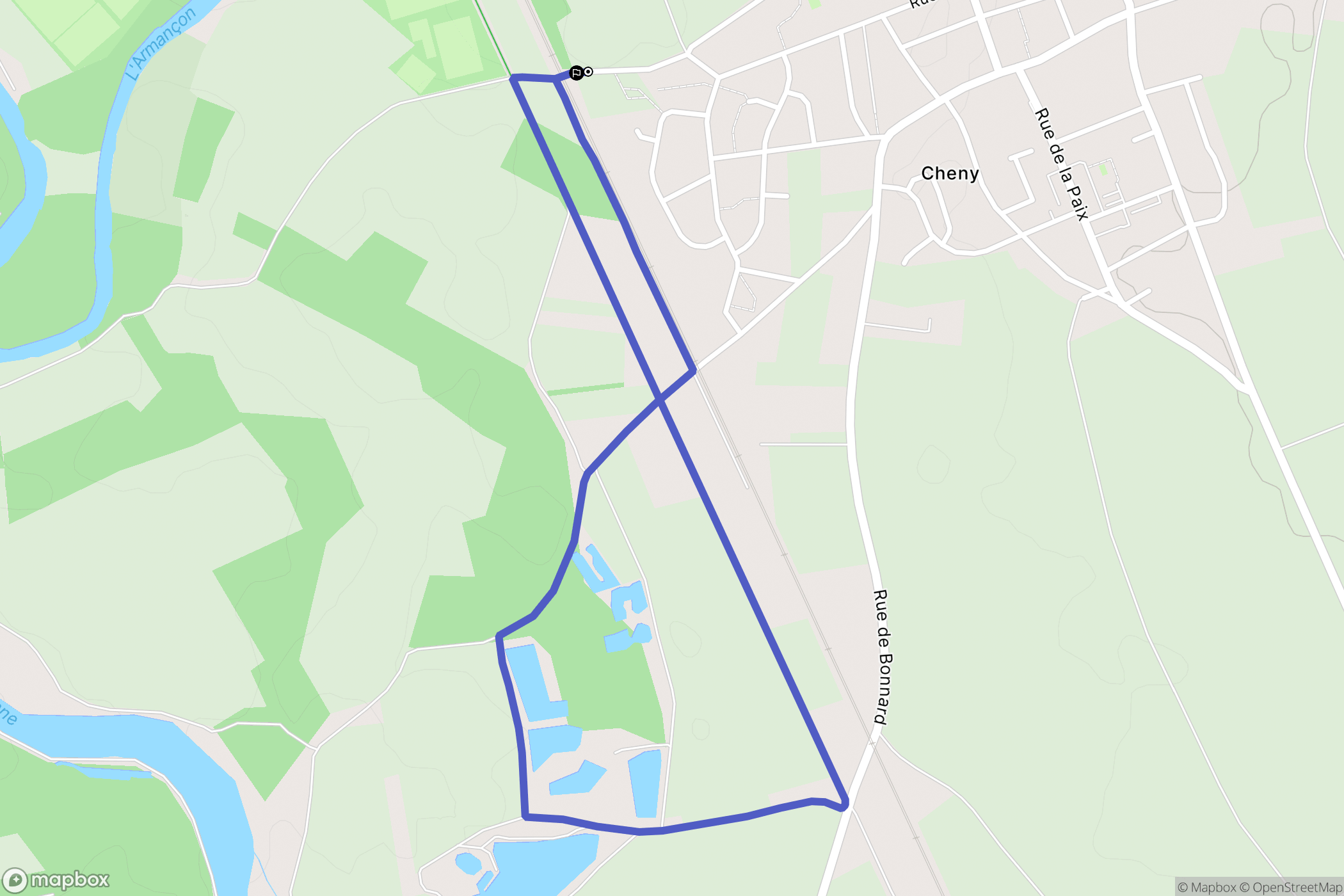 Cheny : carte du parcours de randonnée - France