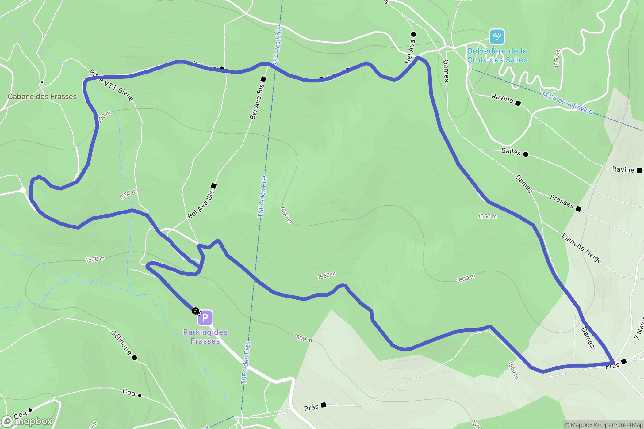 Megève : carte du parcours de randonnée - France