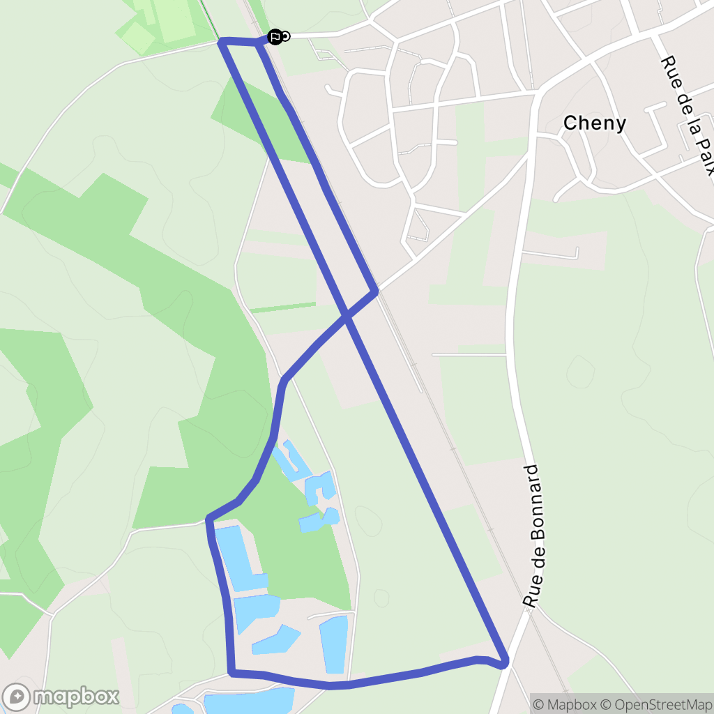 Cheny : carte du parcours de randonnée - France