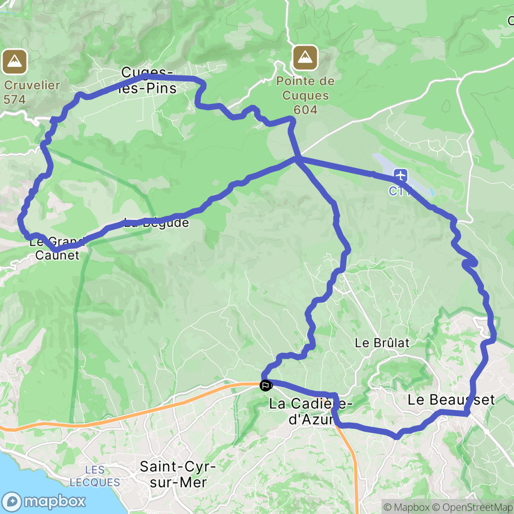 La Cadière-d'Azur : carte du parcours de randonnée - France