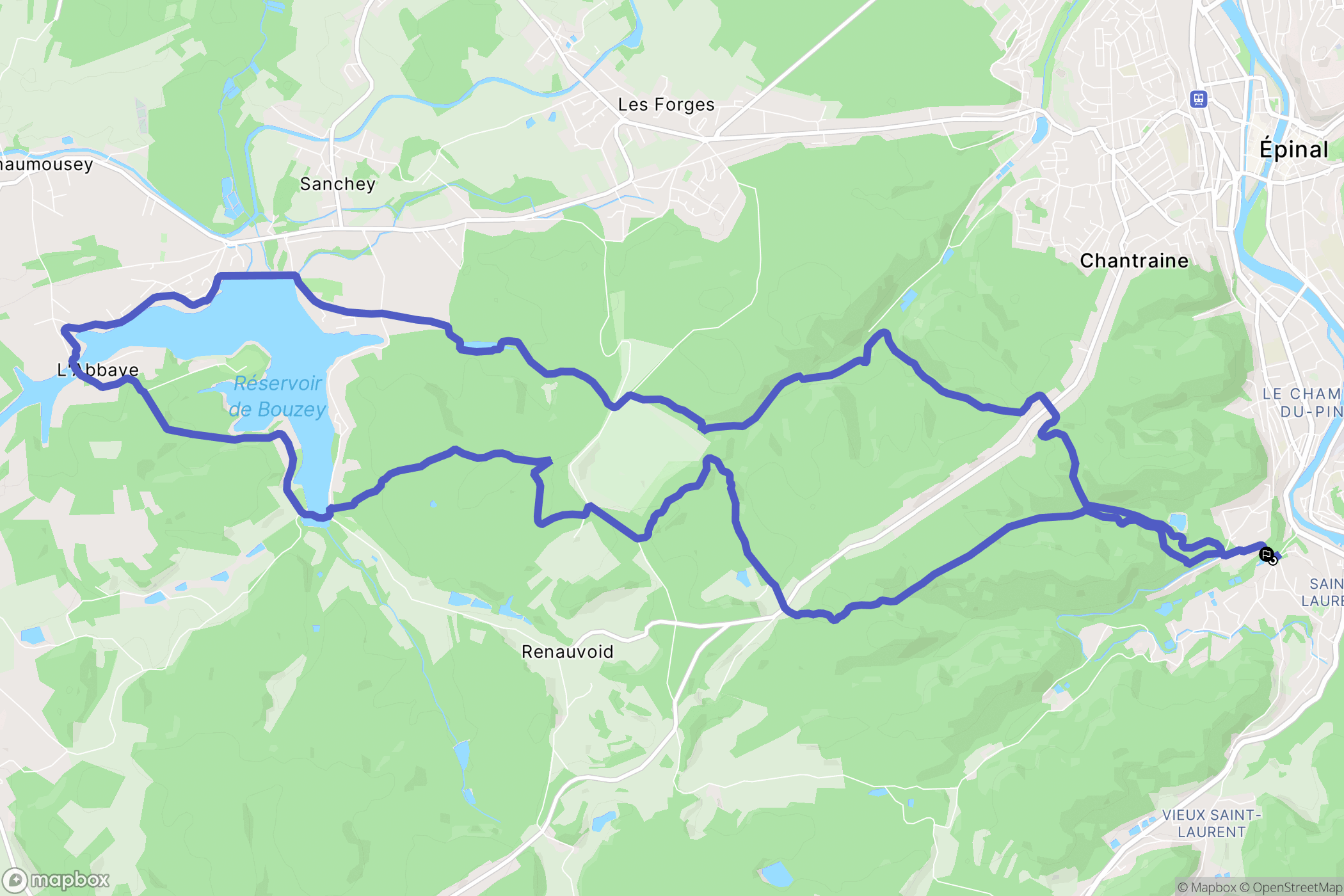 Épinal : carte du parcours de randonnée - France