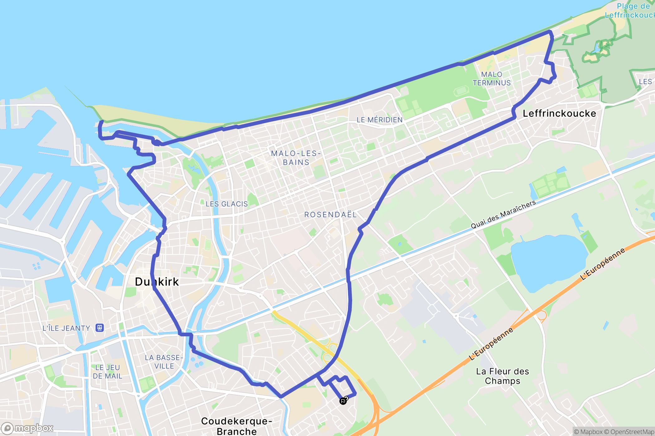 Coudekerque-Branche : carte du parcours de randonnée - France