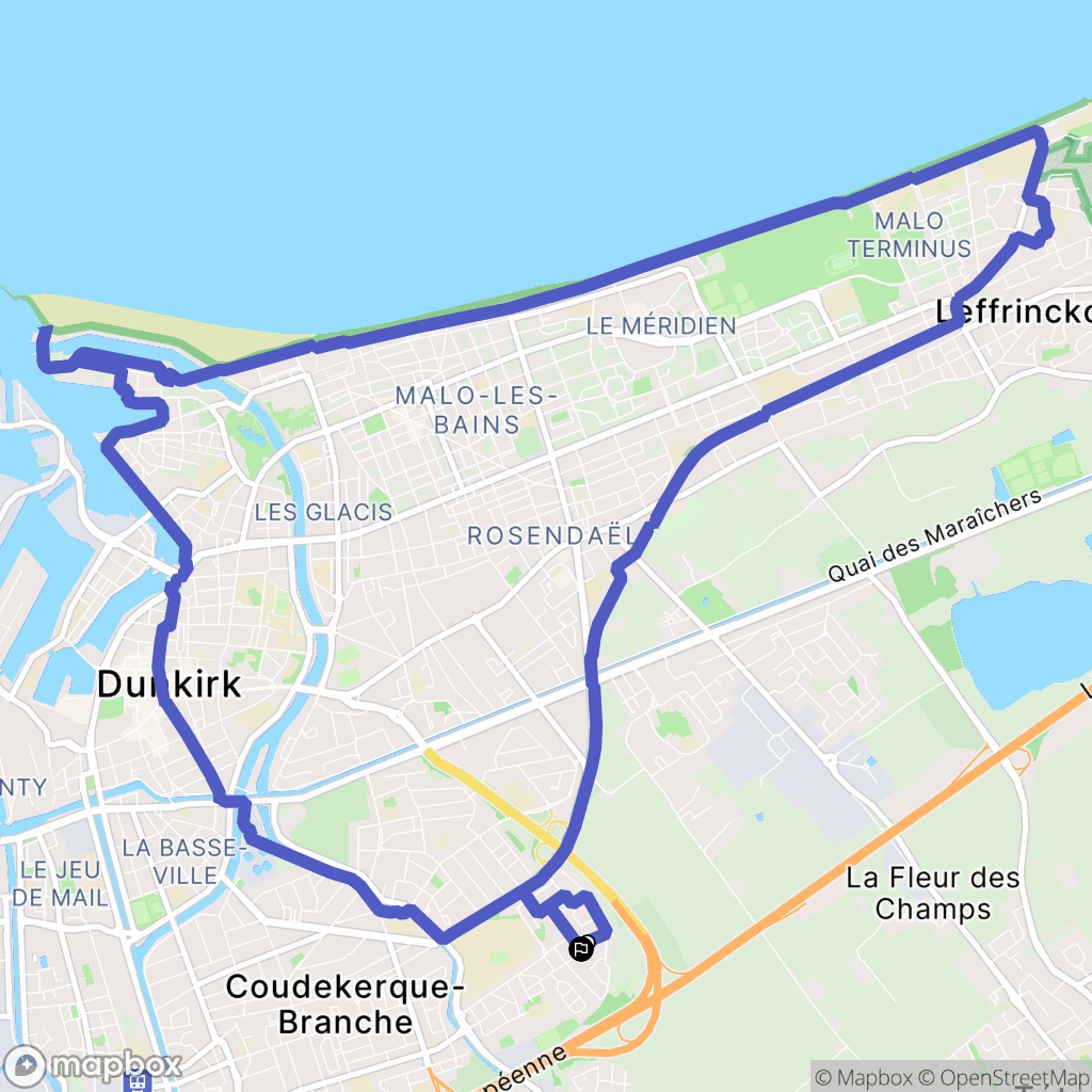 Coudekerque-Branche : carte du parcours de randonnée - France