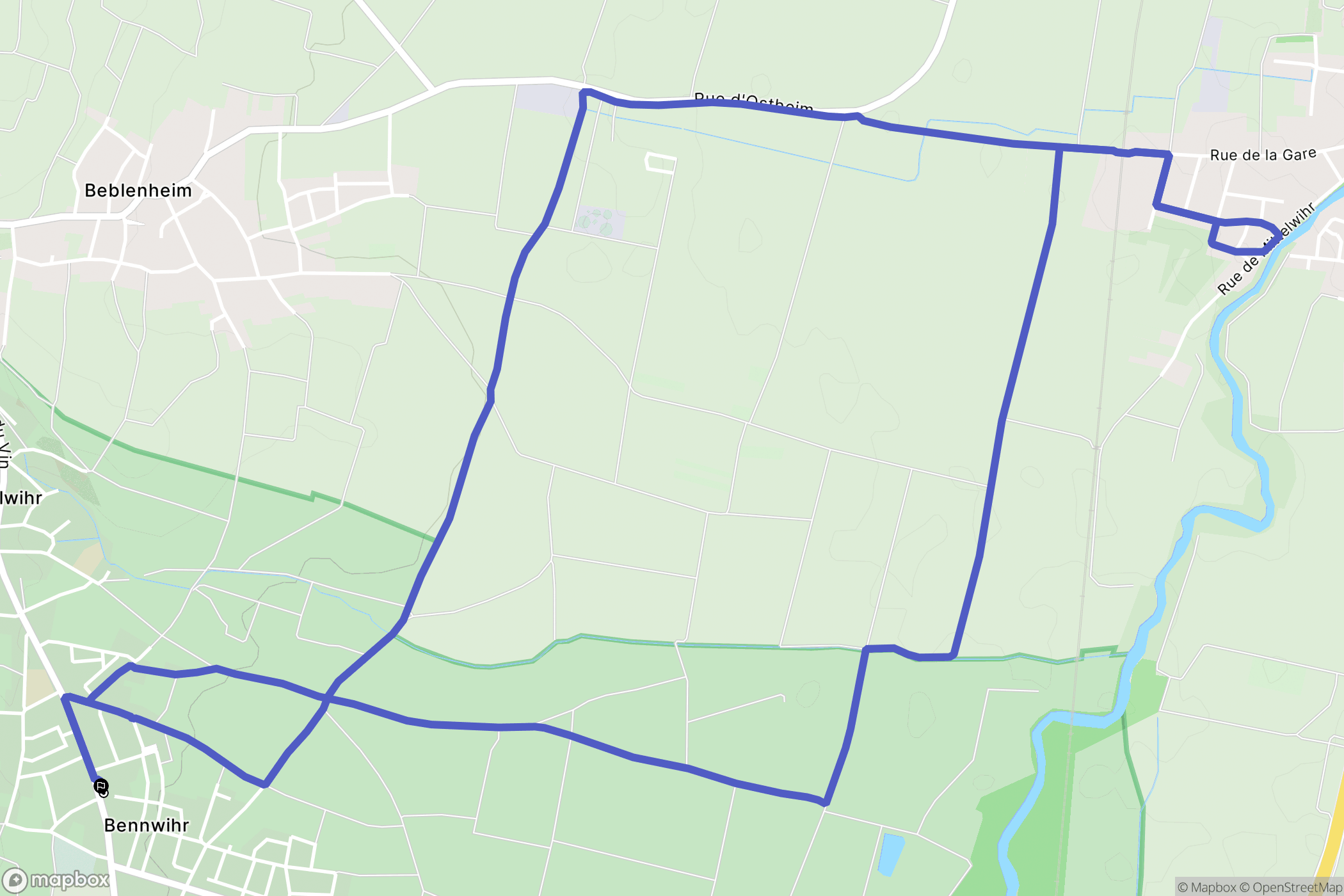 Bennwihr : carte du parcours de randonnée - France