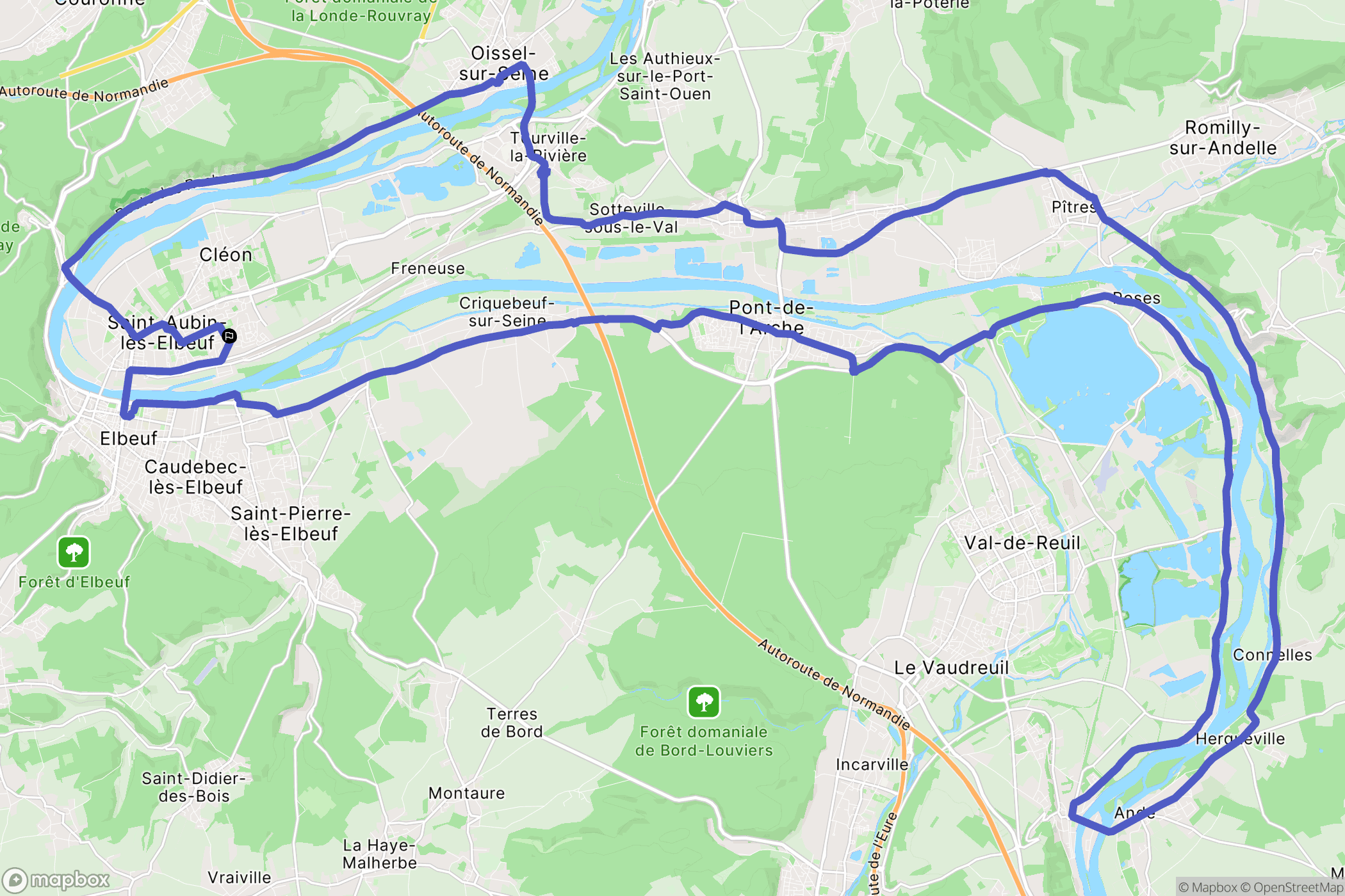 Saint-Aubin-lès-Elbeuf : carte du parcours de randonnée - France