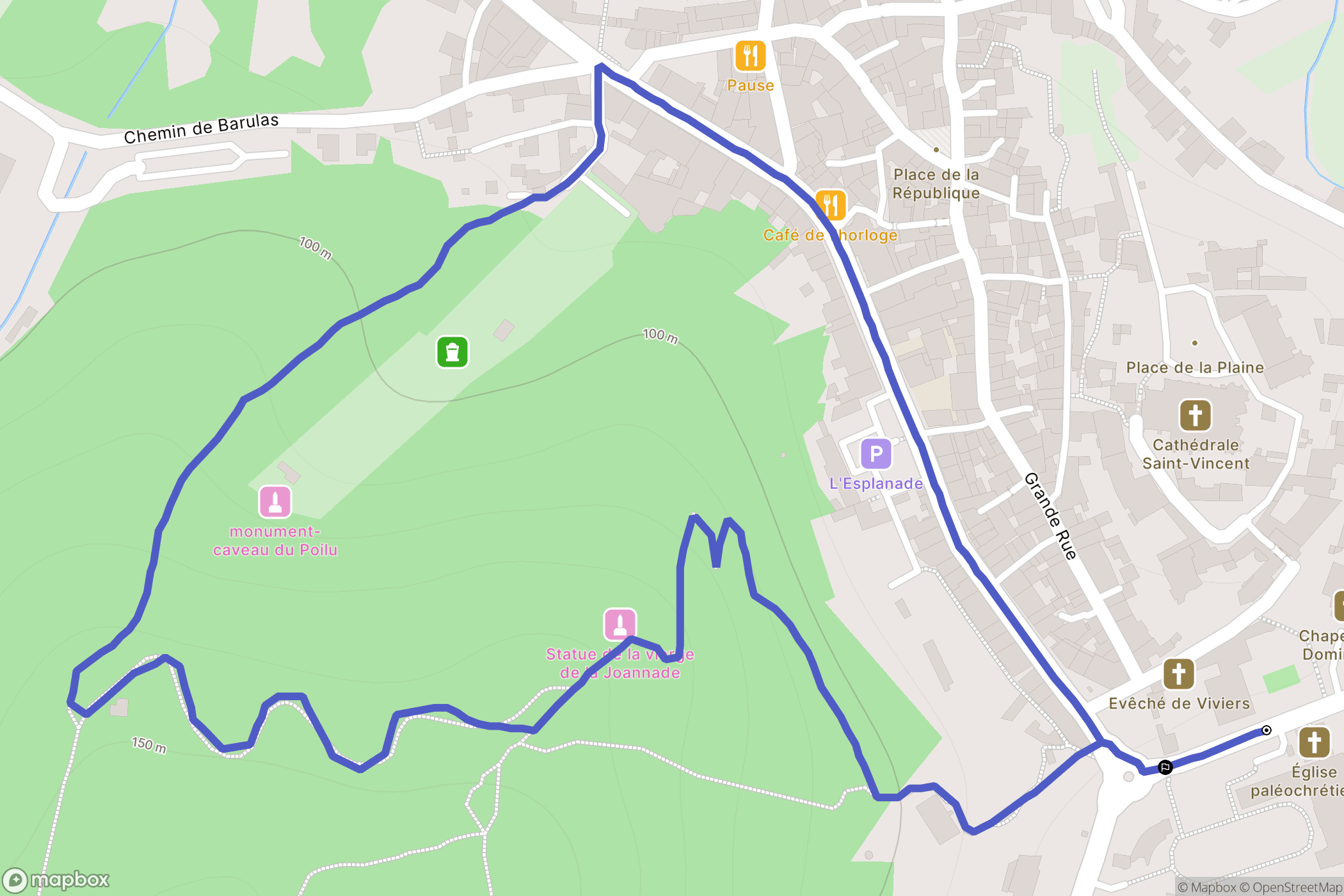 Viviers : carte du parcours de randonnée - France