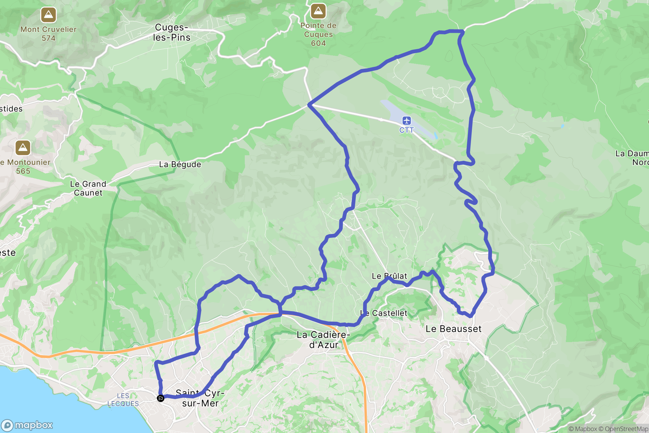 Saint-Cyr-sur-Mer : carte du parcours de randonnée - France