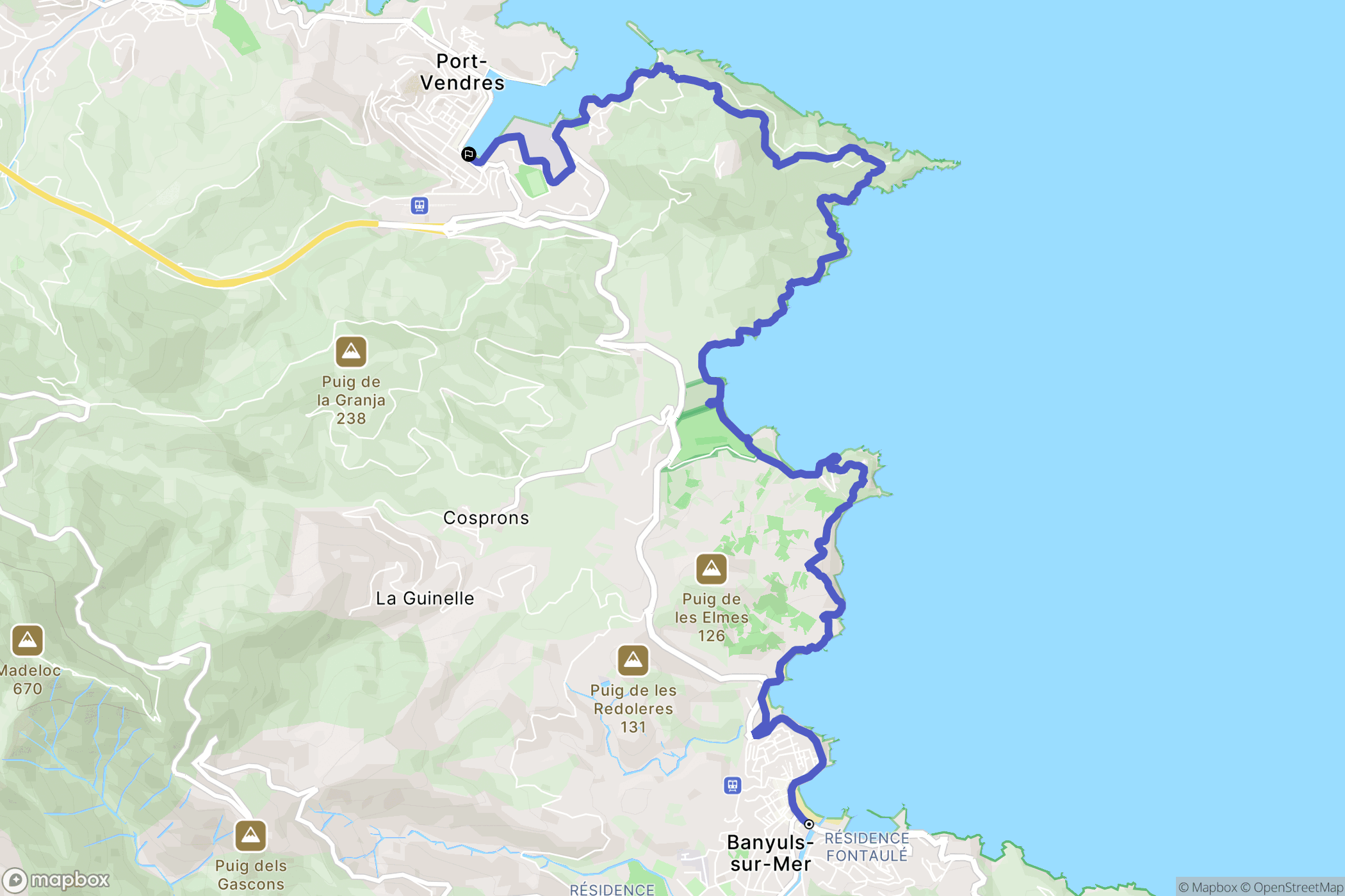 Banyuls-sur-Mer : carte du parcours de randonnée - France