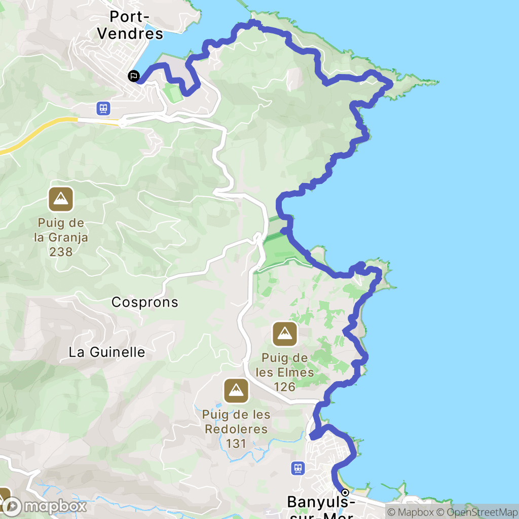 Banyuls-sur-Mer : carte du parcours de randonnée - France