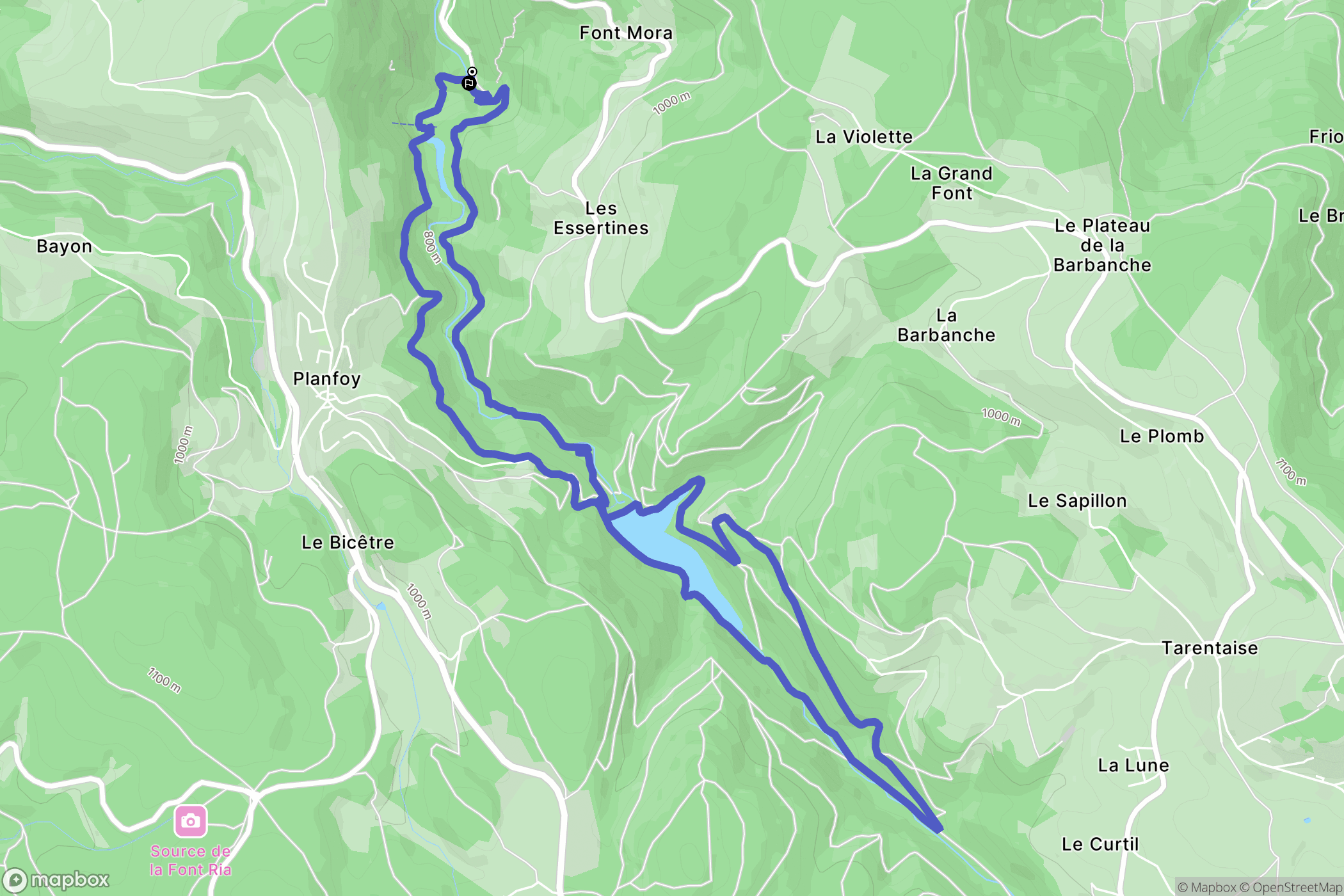 Saint-Étienne : carte du parcours de randonnée - France