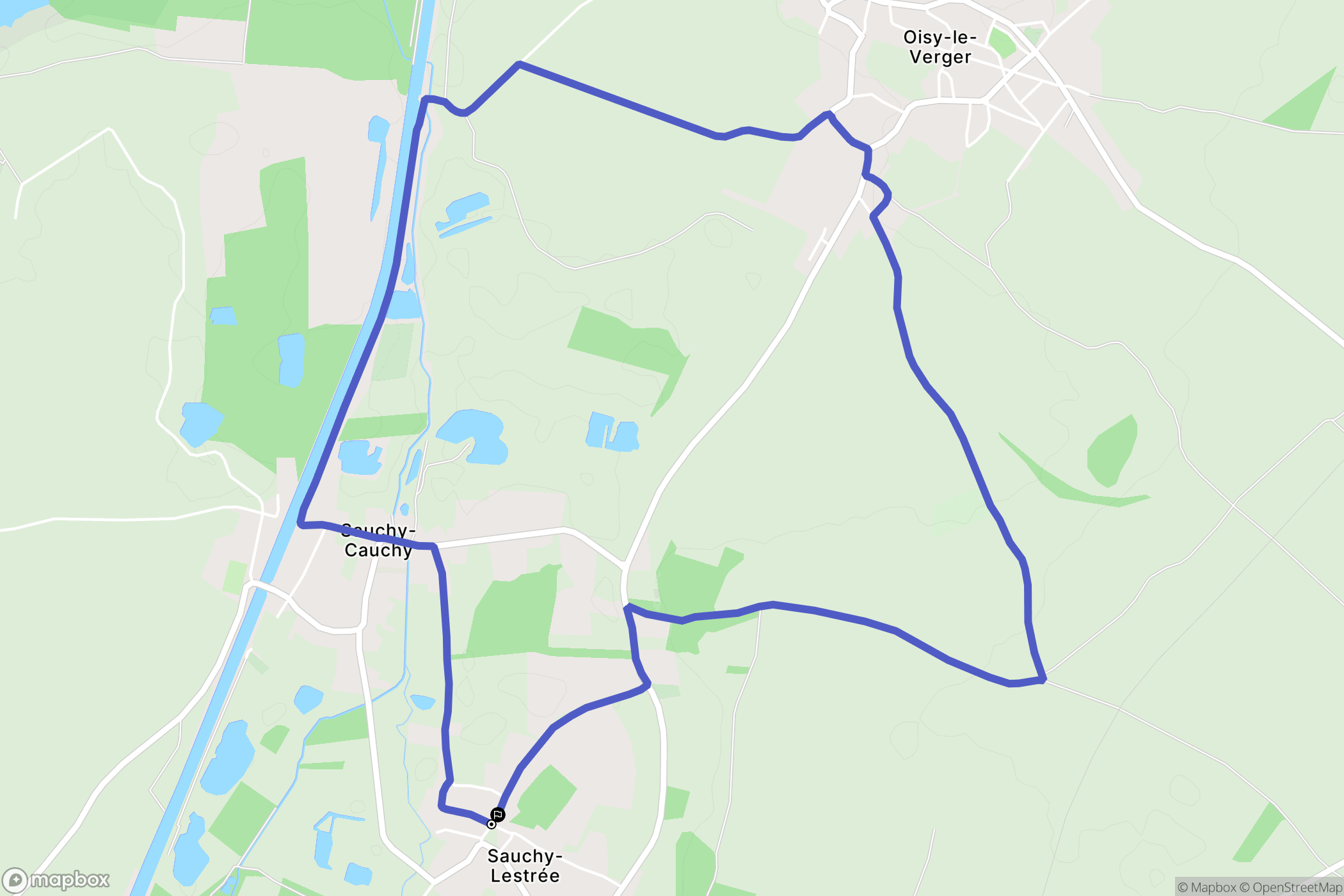 Sauchy-Lestrée : carte du parcours de randonnée - France
