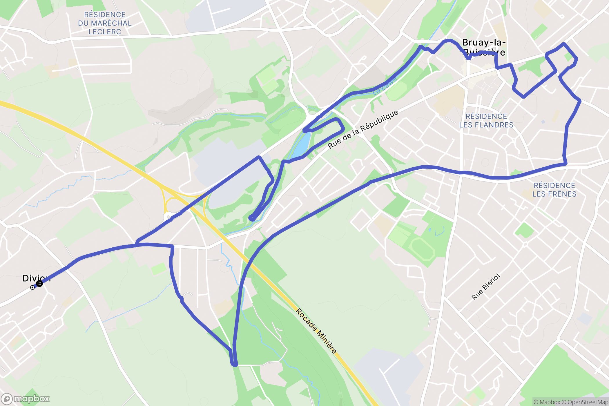 Divion : carte du parcours de randonnée - France