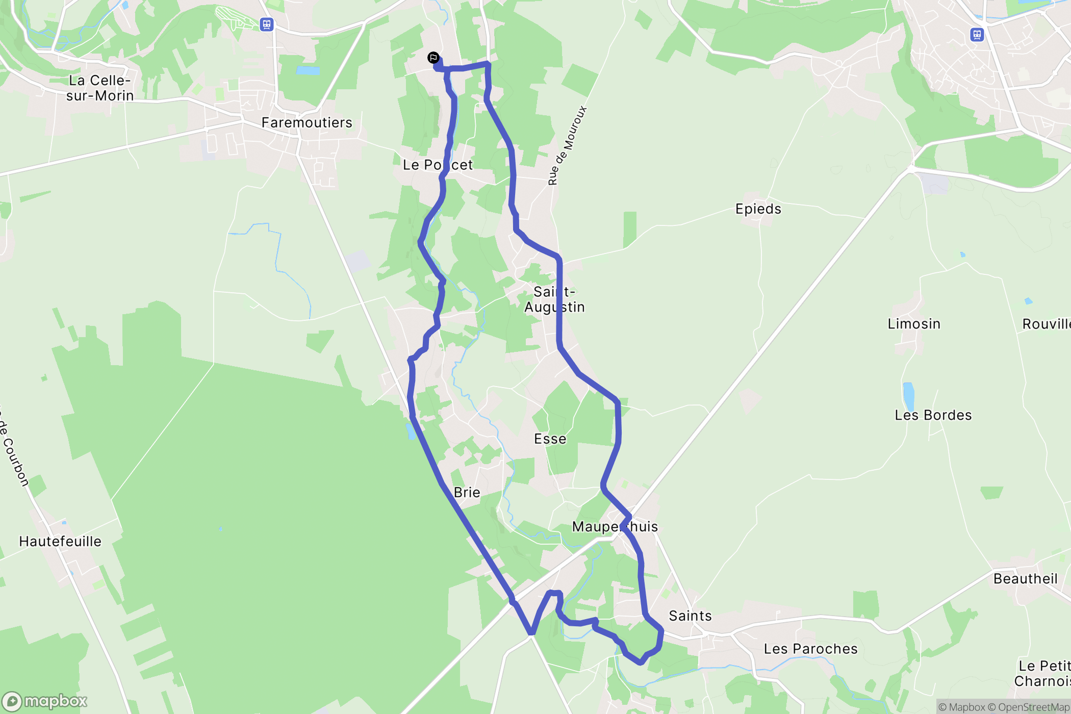 Pommeuse : carte du parcours de randonnée - France