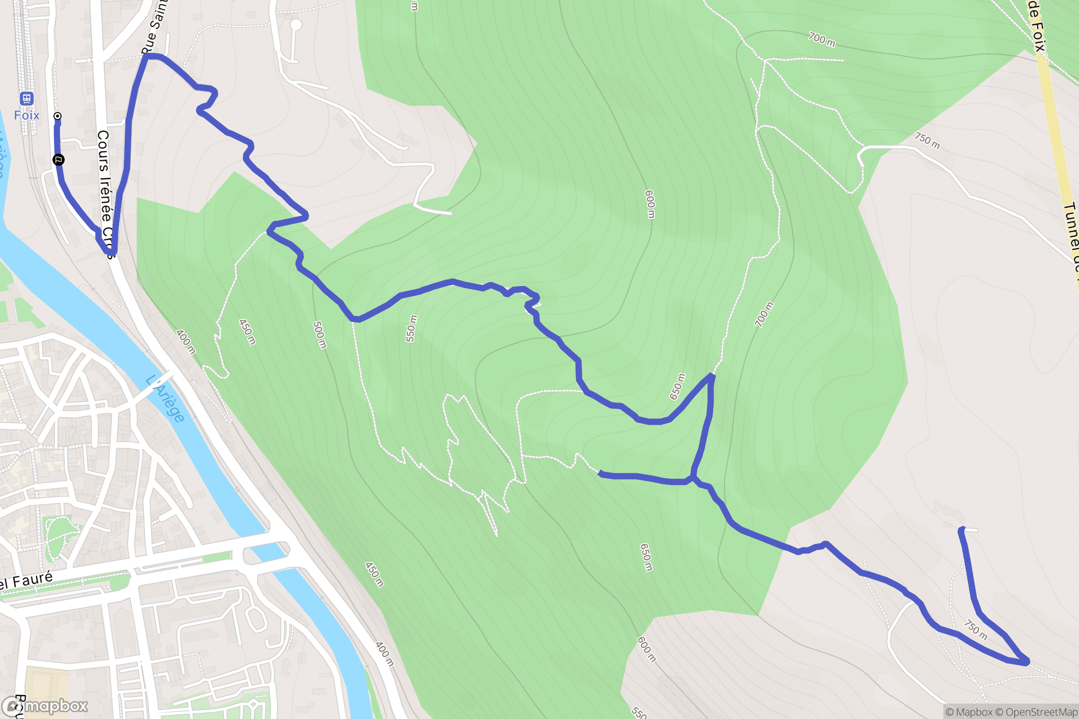 Foix : carte du parcours de randonnée - France