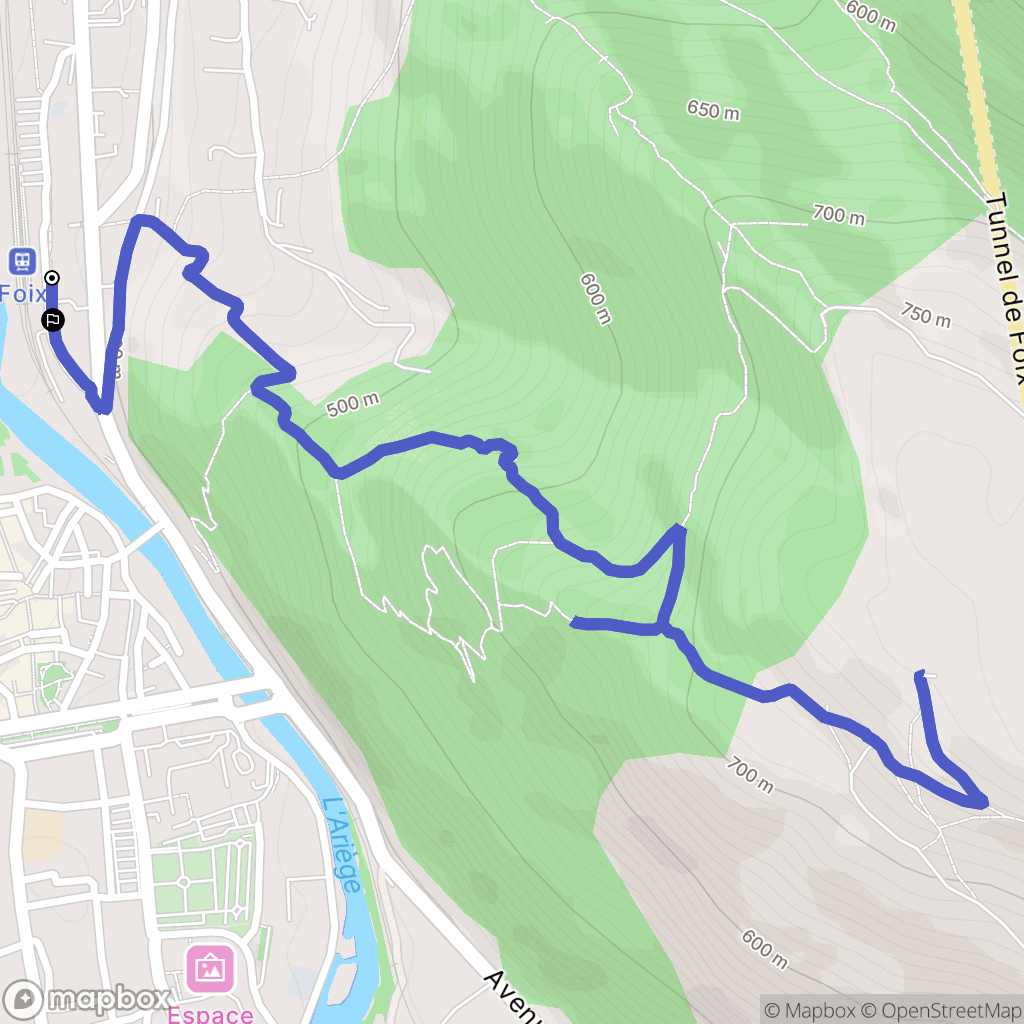 Foix : carte du parcours de randonnée - France