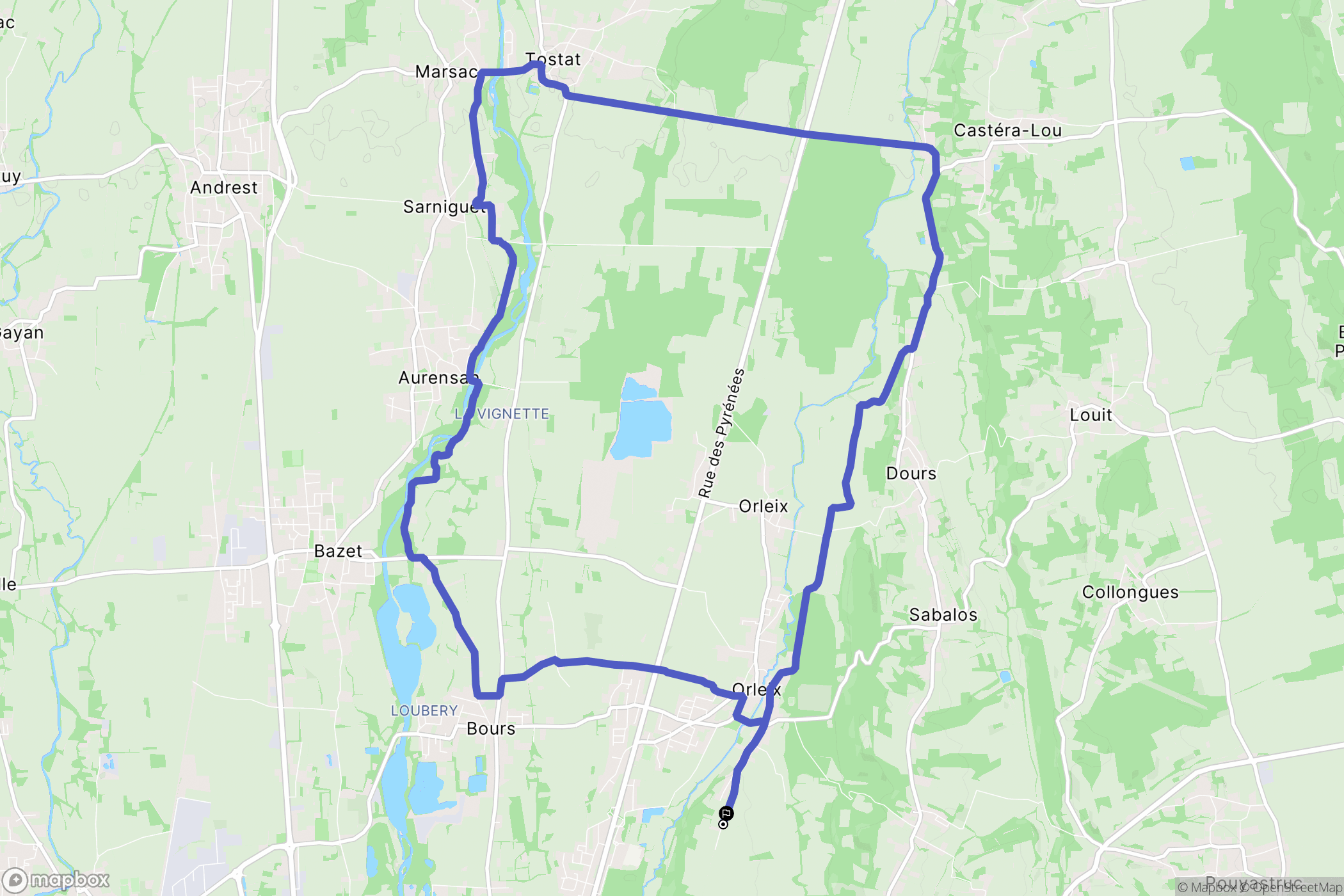 Orleix : carte du parcours de randonnée - France