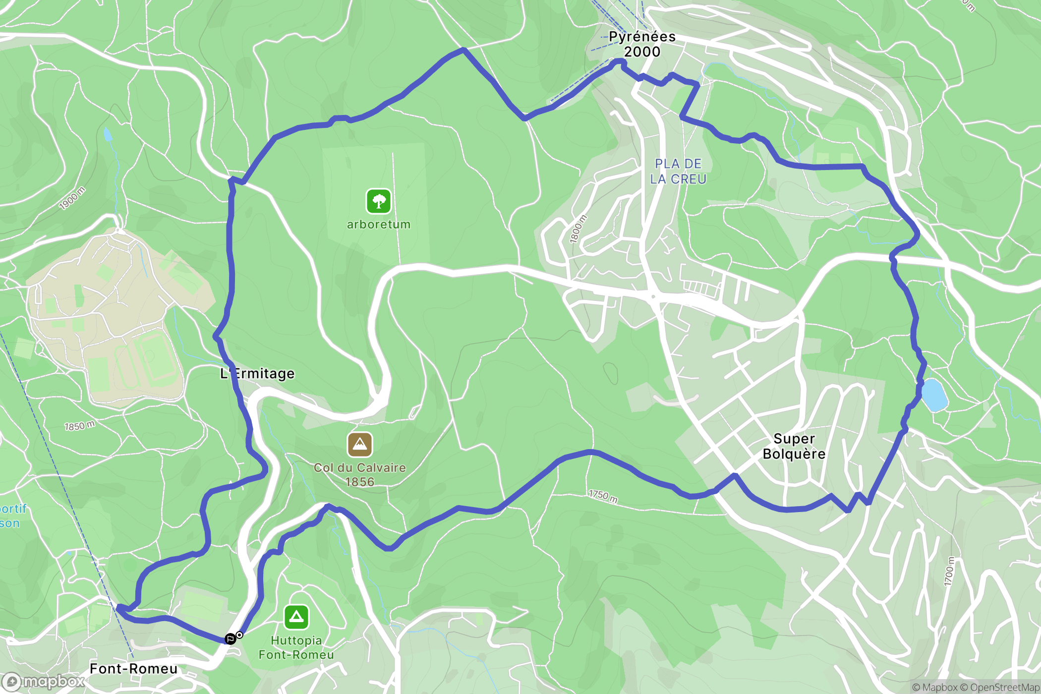 Font-Romeu-Odeillo-Via : carte du parcours de randonnée - France