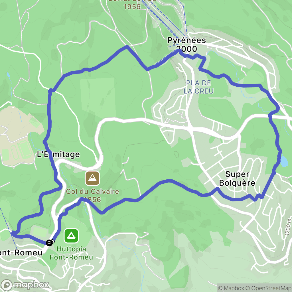 Font-Romeu-Odeillo-Via : carte du parcours de randonnée - France