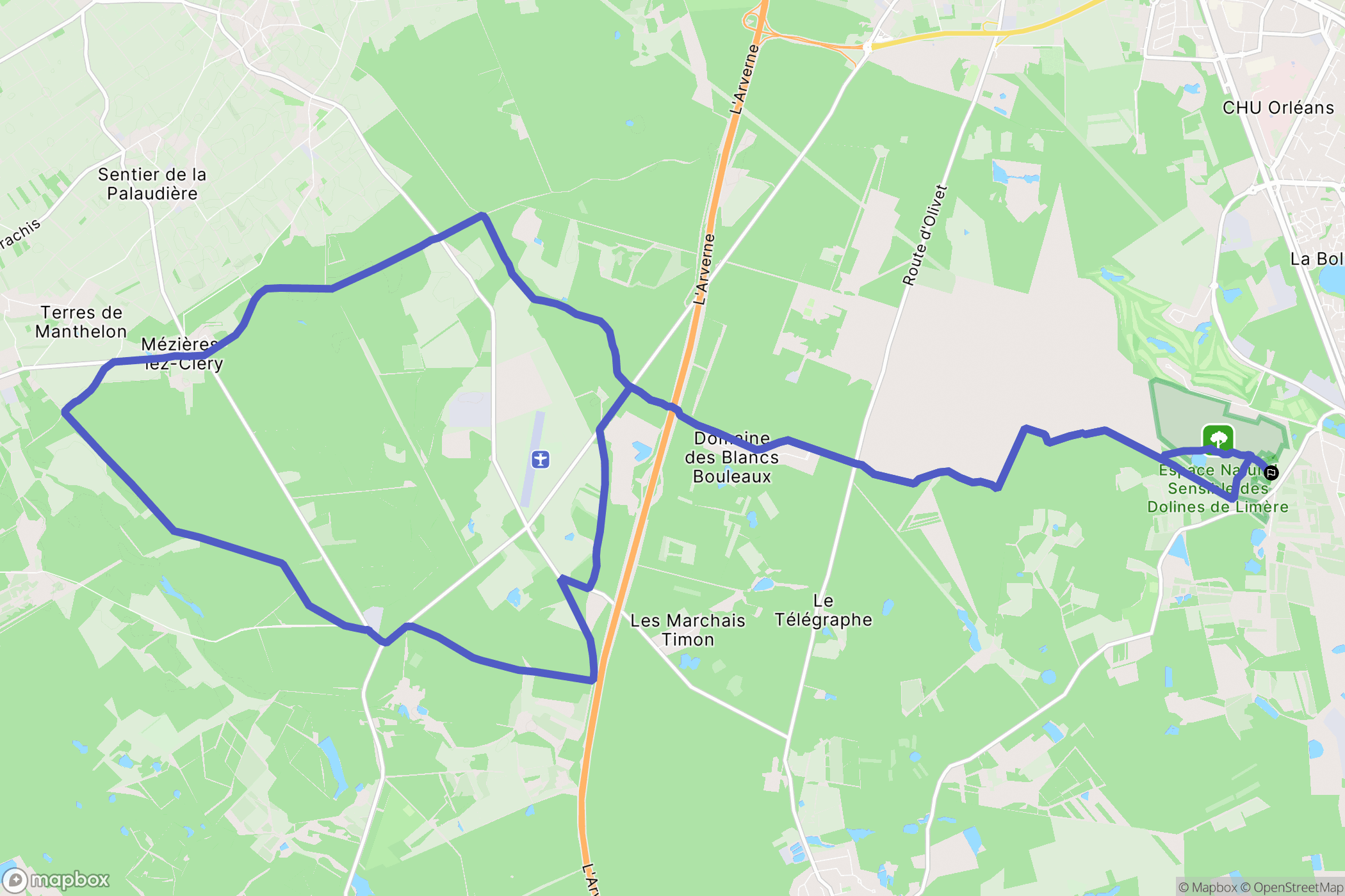 Ardon : carte du parcours de randonnée - France