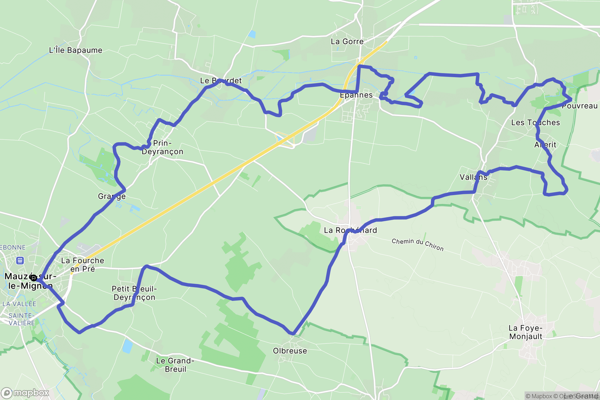 Mauzé-sur-le-Mignon : carte du parcours de randonnée - France