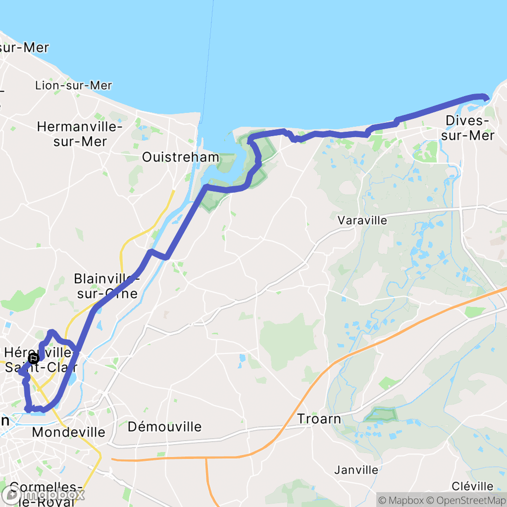 Hérouville Saint Clair : carte du parcours de randonnée - France