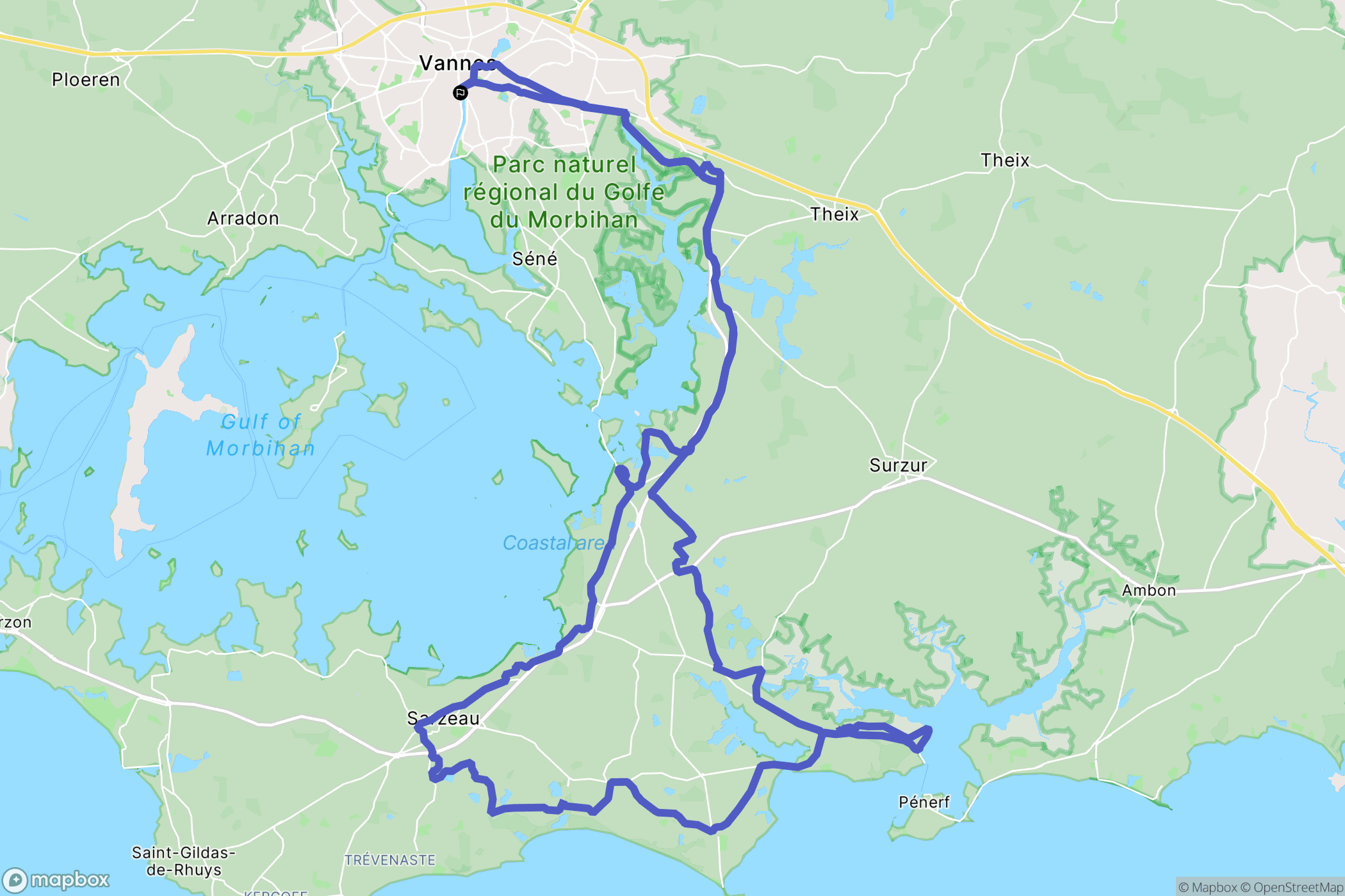 Vannes : carte du parcours de randonnée - France