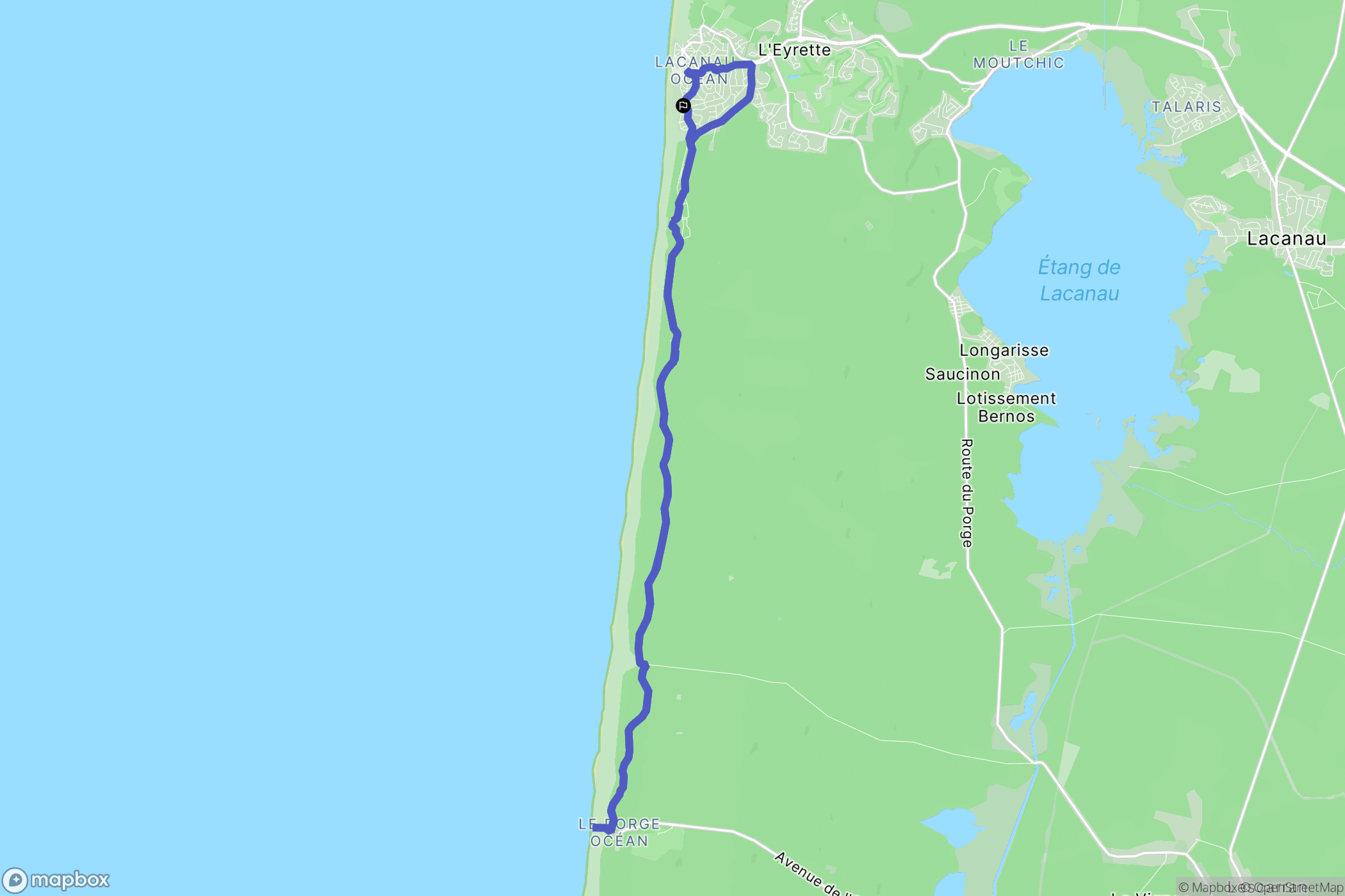 Lacanau : carte du parcours de randonnée - France