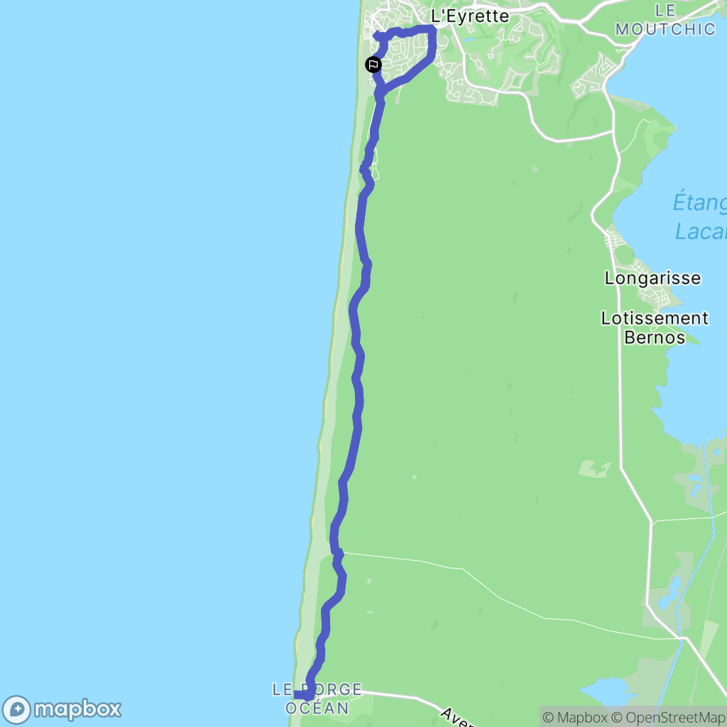 Lacanau : carte du parcours de randonnée - France
