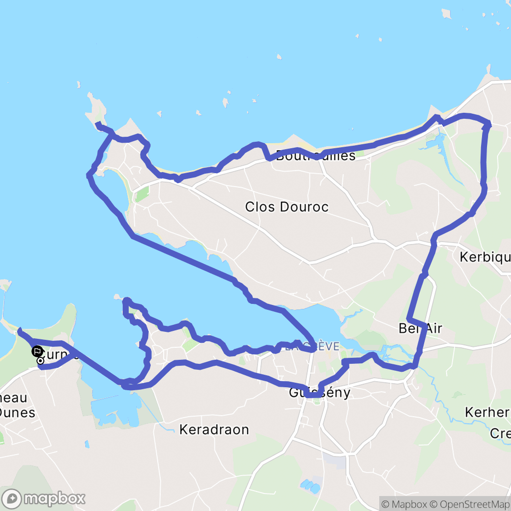 Guissény : carte du parcours de randonnée - France