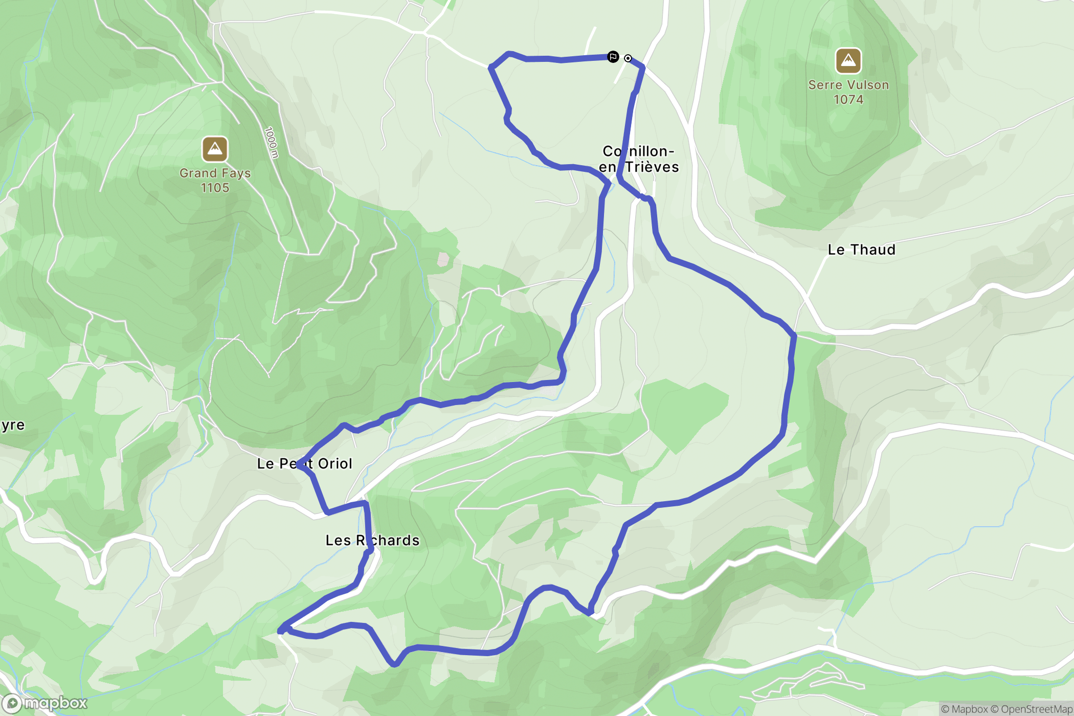 Cornillon-en-Trièves : carte du parcours de randonnée - France