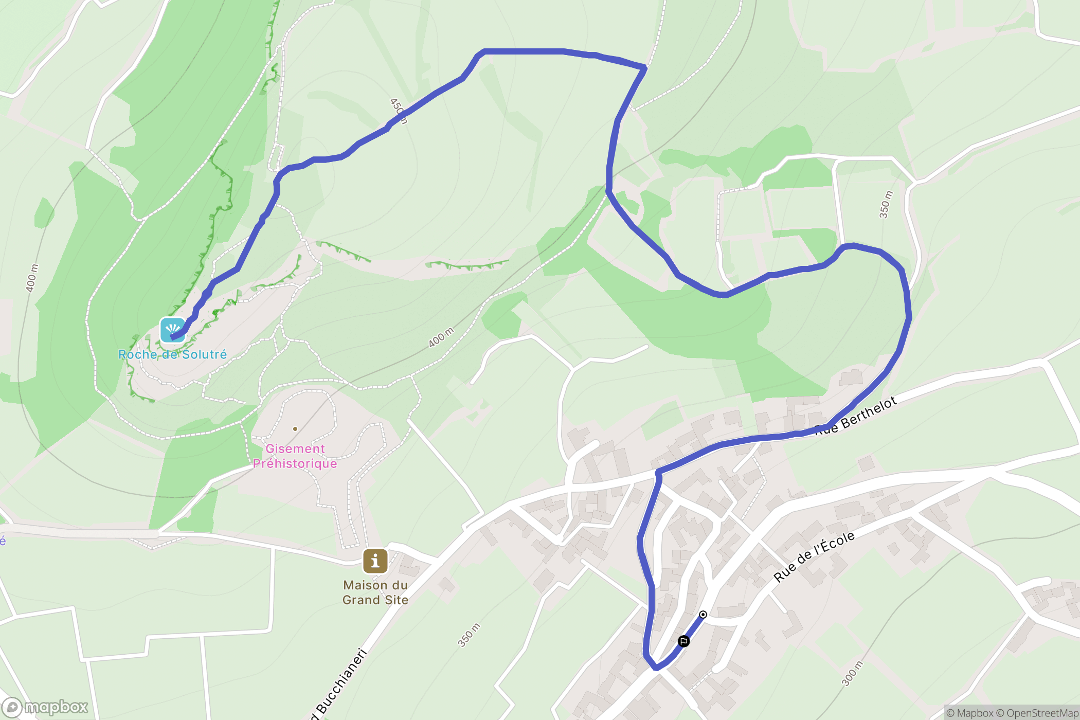 Solutré-Pouilly : carte du parcours de randonnée - France