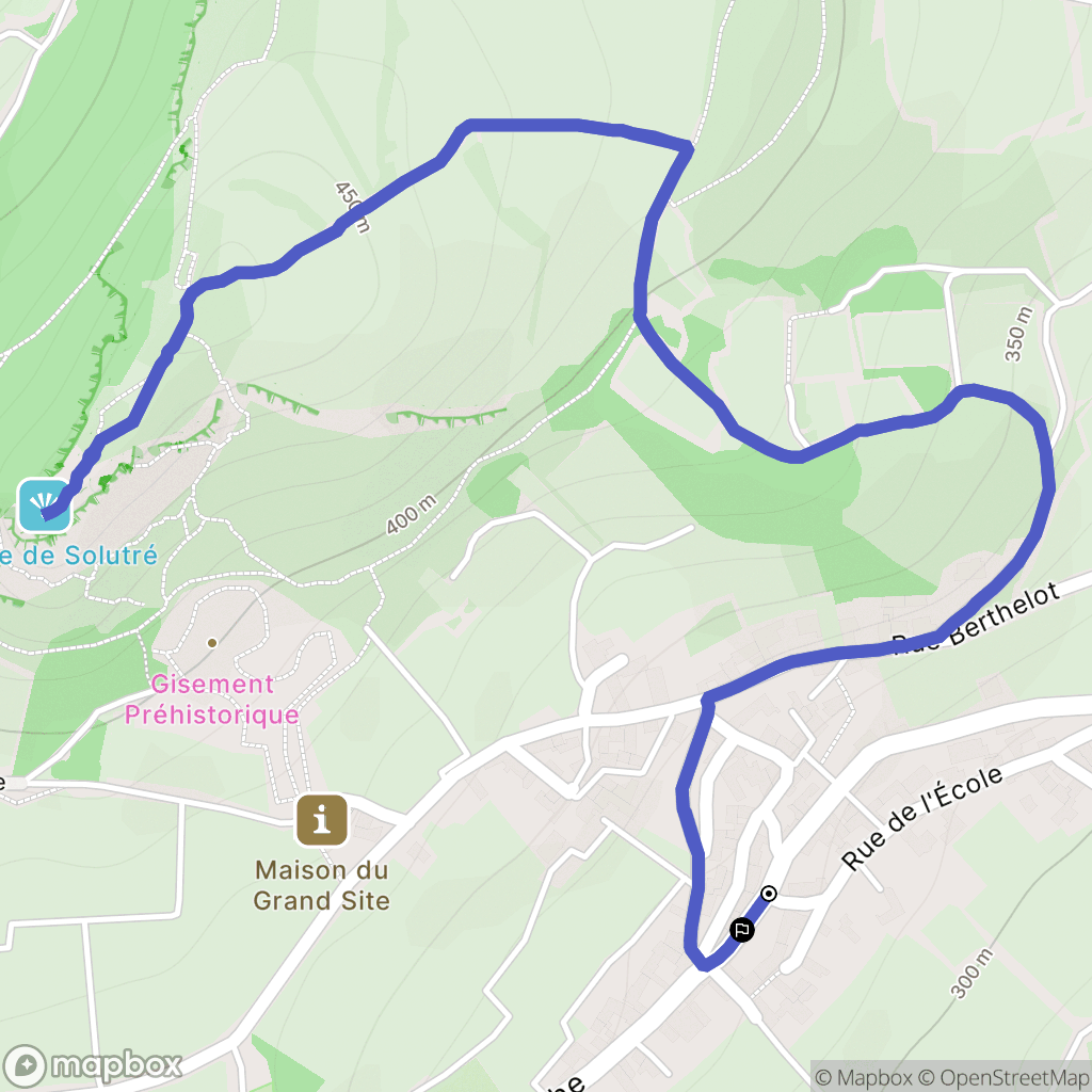 Solutré-Pouilly : carte du parcours de randonnée - France