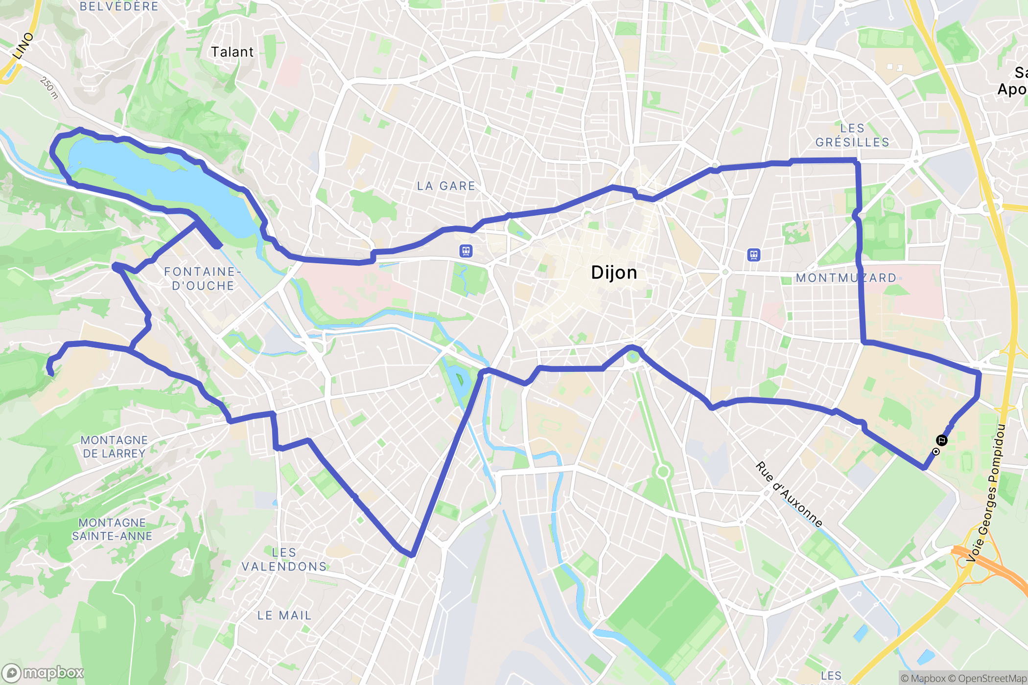 Dijon : carte du parcours de randonnée - France