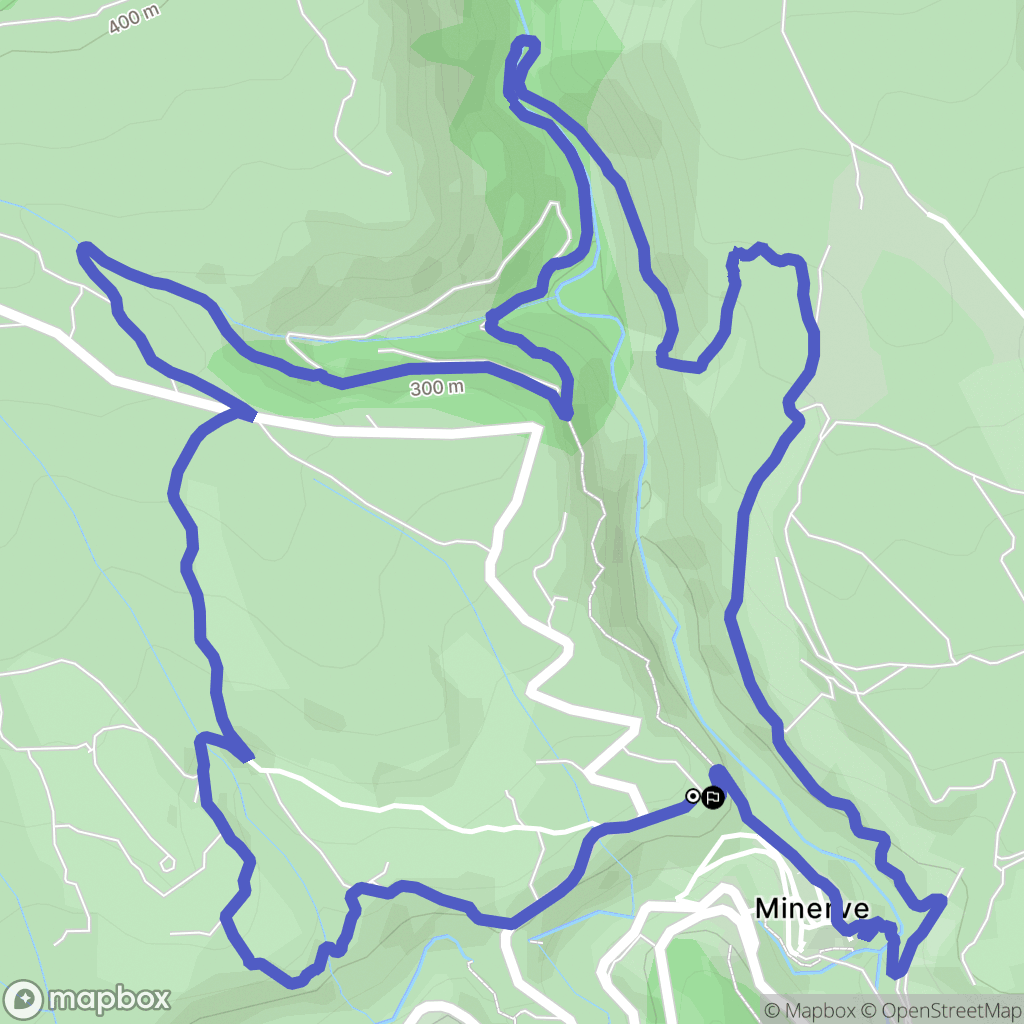 Minerve : carte du parcours de randonnée - France