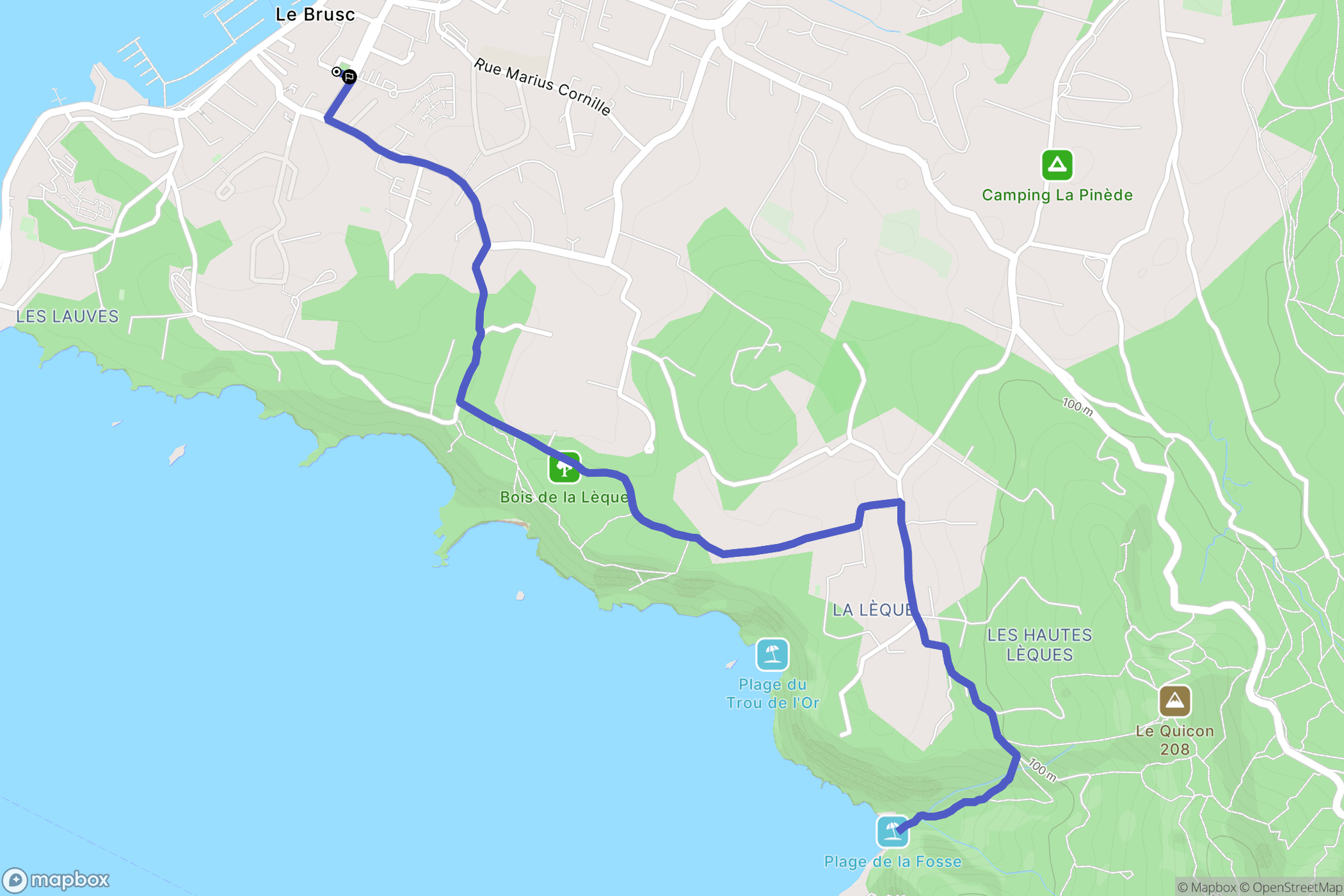 Six-Fours-les-Plages : carte du parcours de randonnée - France