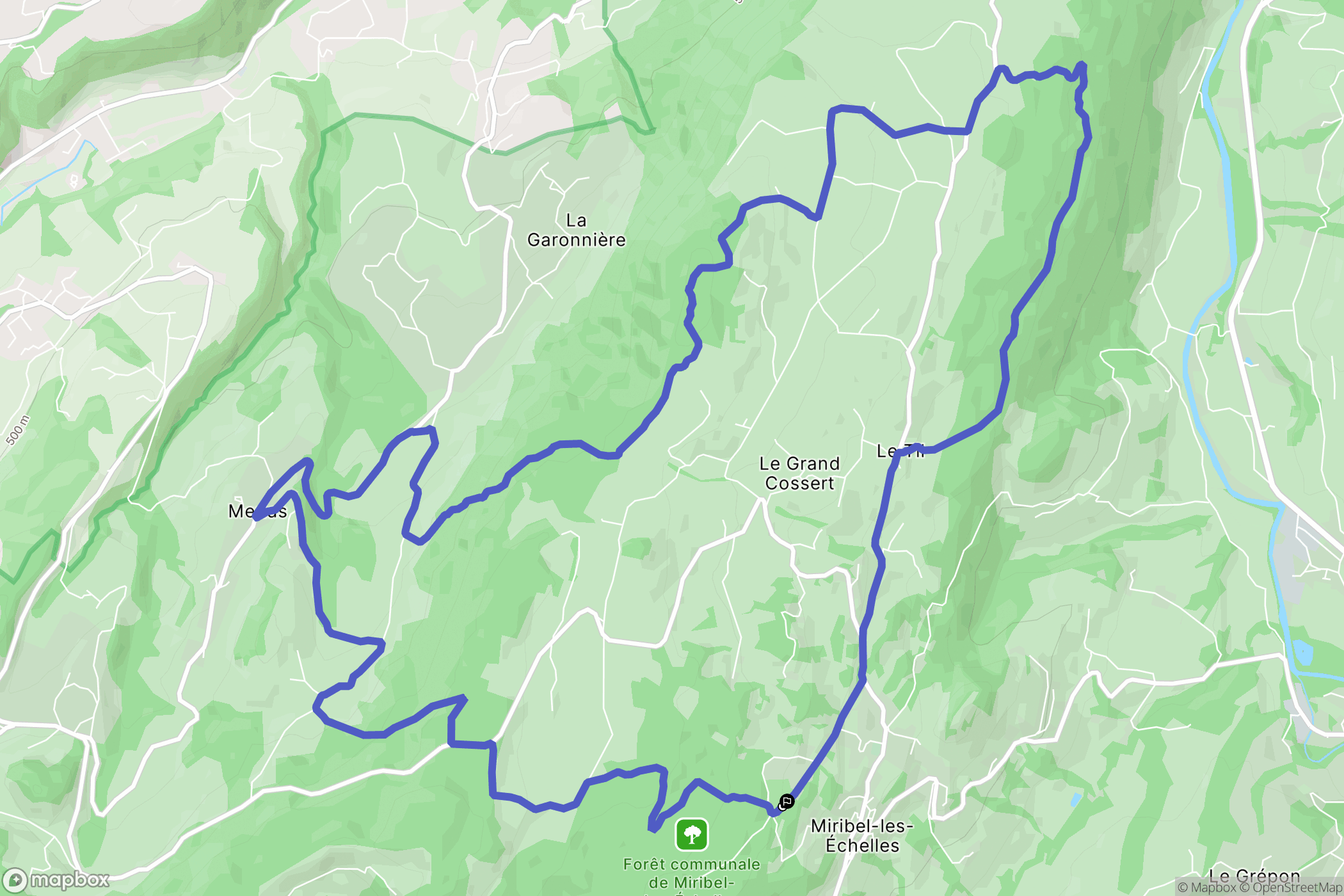 Miribel-les-Échelles : carte du parcours de randonnée - France