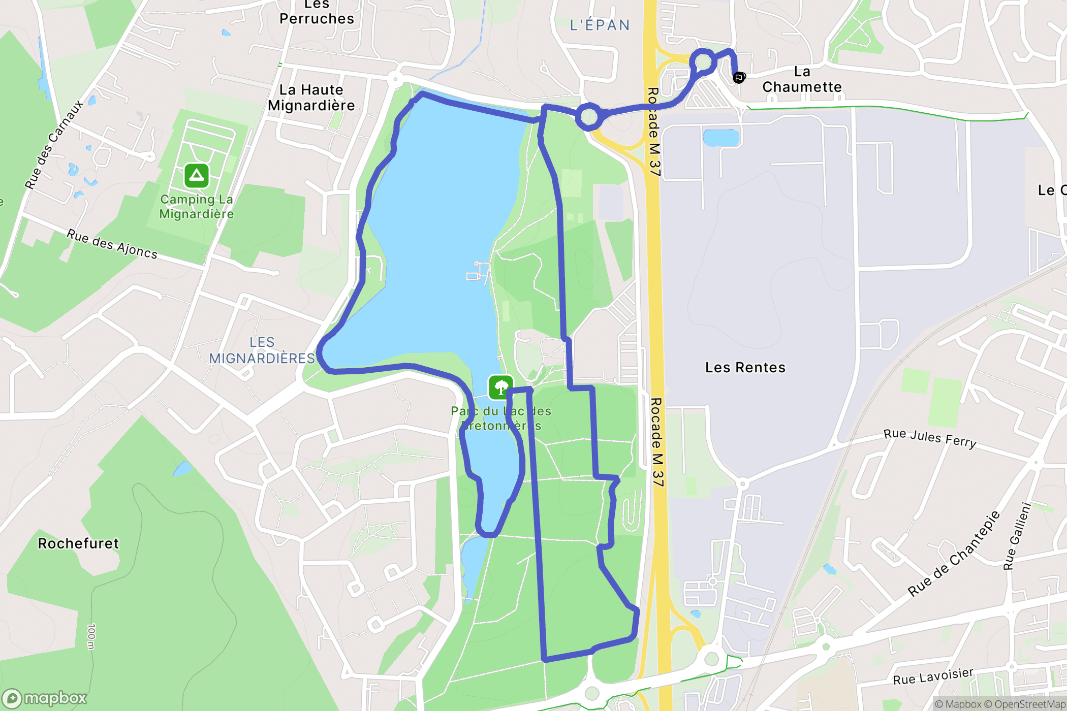 Joué les Tours : carte du parcours de randonnée - France