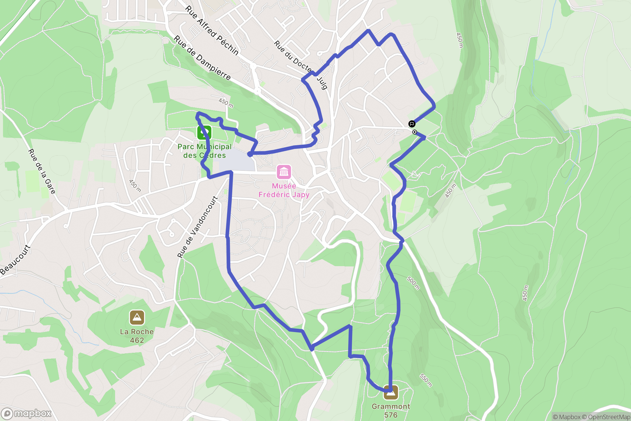 Beaucourt : carte du parcours de randonnée - France