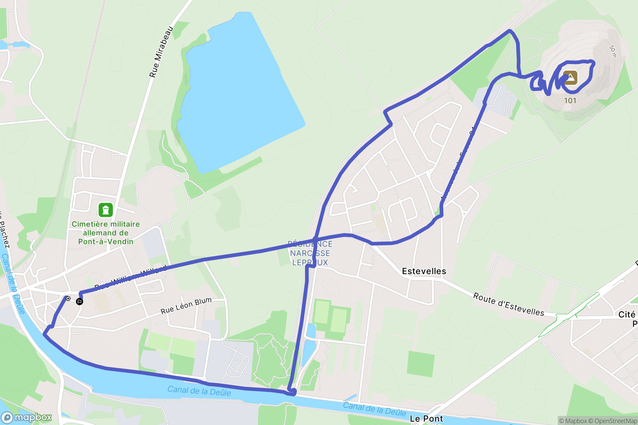 Pont-à-Vendin : carte du parcours de randonnée - France