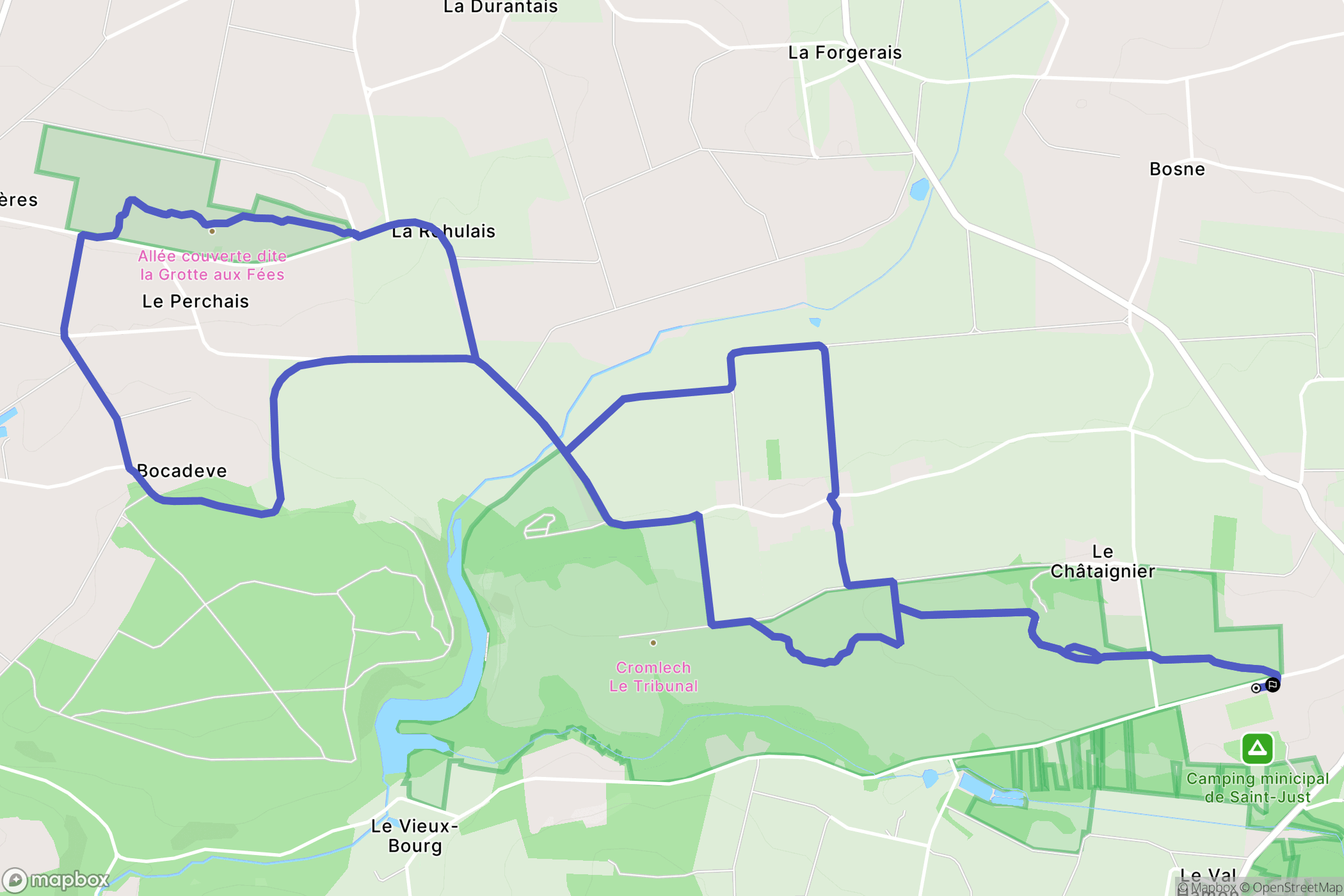 Saint-Just : carte du parcours de randonnée - France