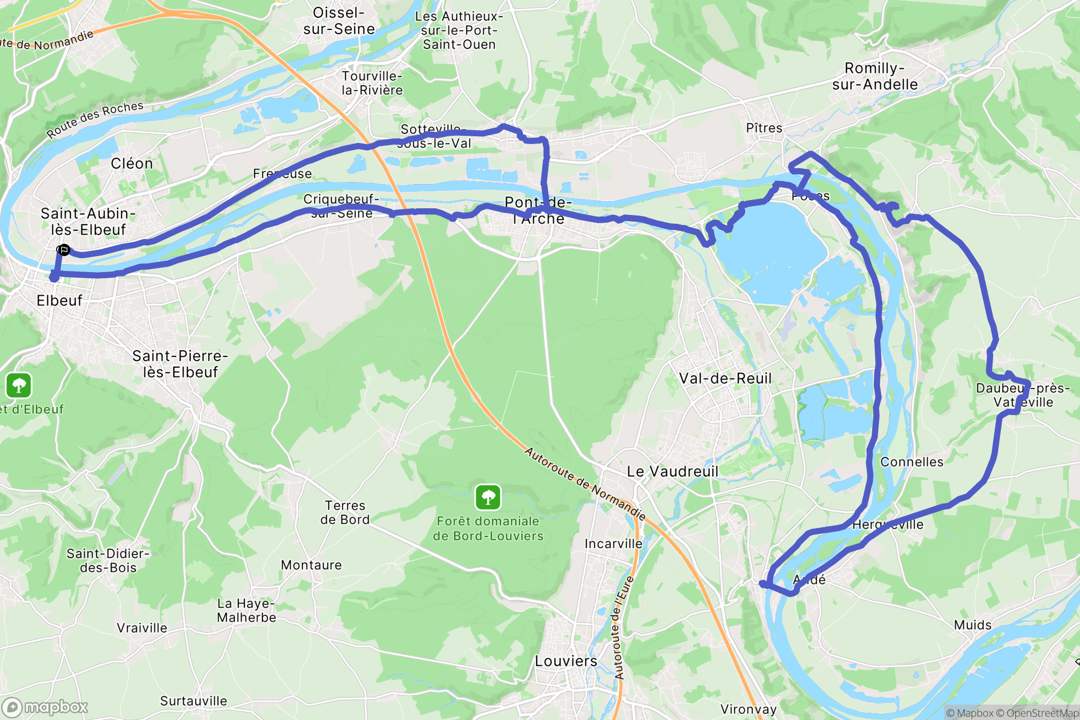 Saint-Aubin-lès-Elbeuf : carte du parcours de randonnée - France