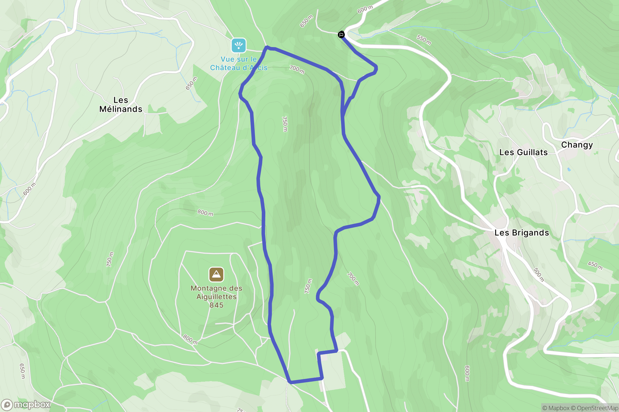 Vauxrenard : carte du parcours de randonnée - France