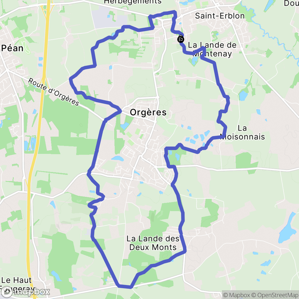 Orgères : carte du parcours de randonnée - France